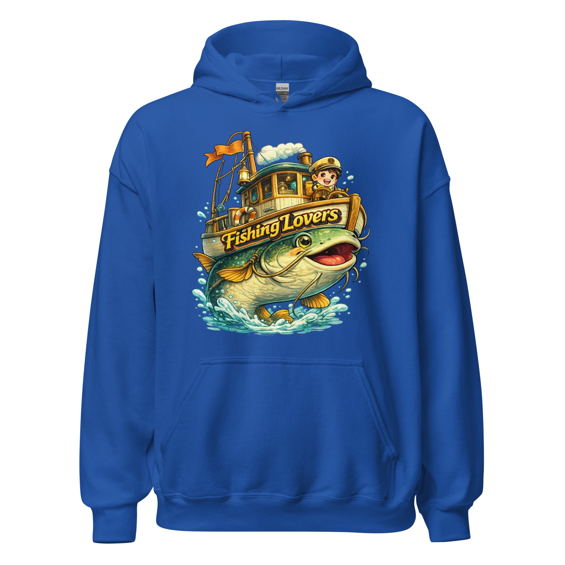 Catfish Boat Hoodie - Cute Anime Style Fishing Lovers Graphic Pullover by printfluence.net