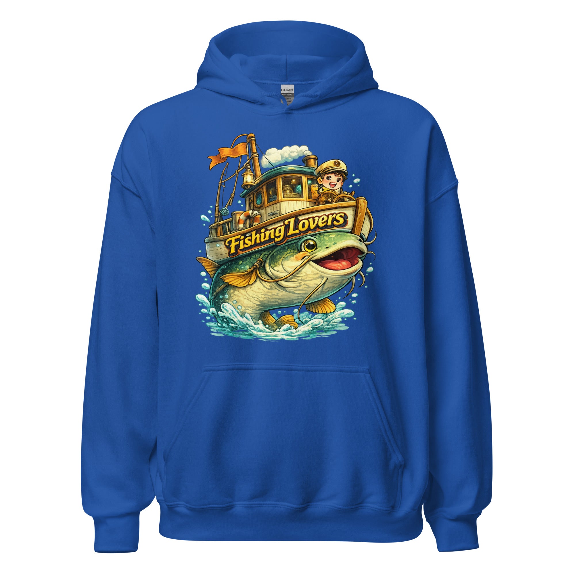 Catfish Boat Hoodie - Cute Anime Style Fishing Lovers Graphic Pullover by printfluence.net