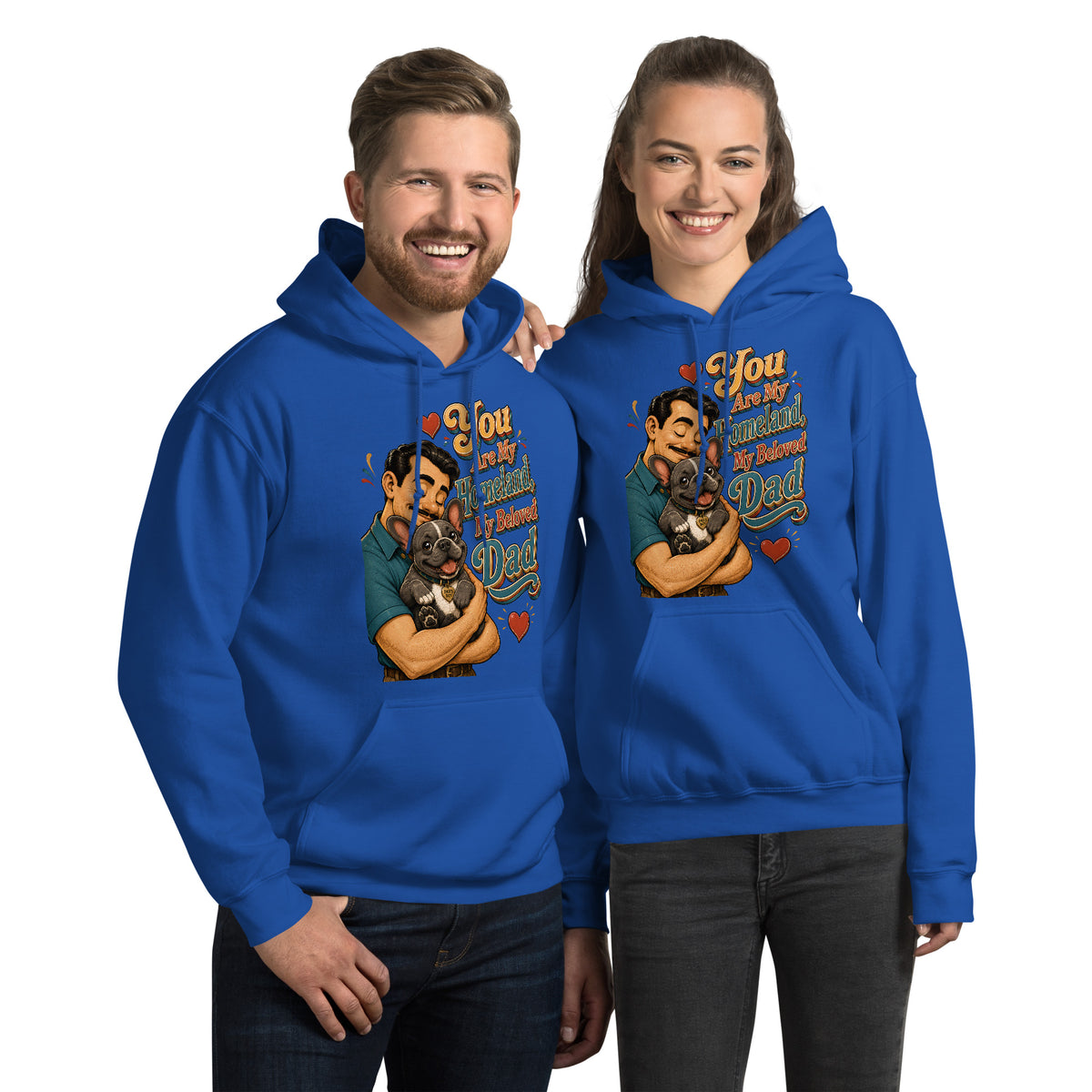 French Bulldog Dad Homeland Retro Unisex Hoodie by printfluence.net