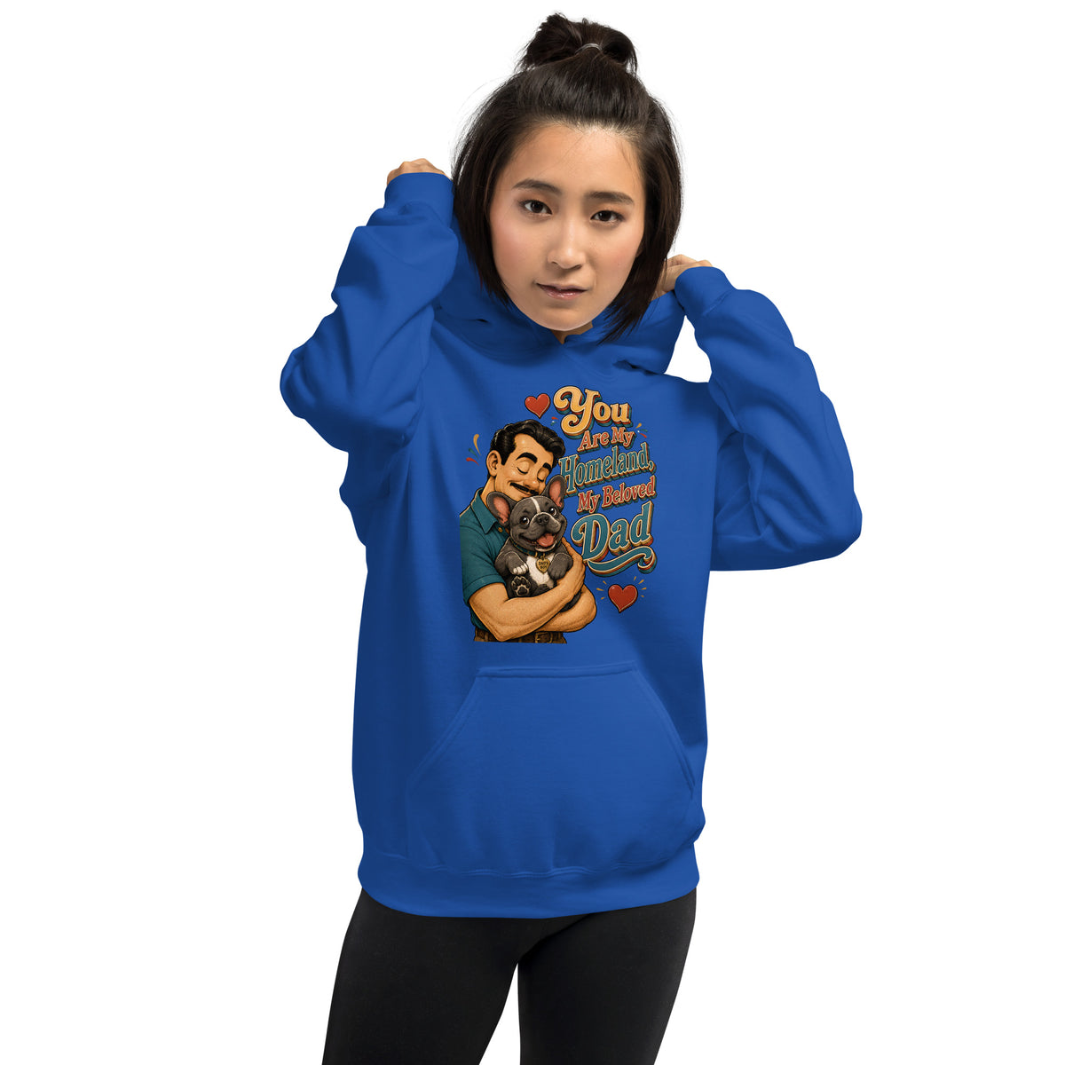 French Bulldog Dad Homeland Retro Unisex Hoodie by printfluence.net