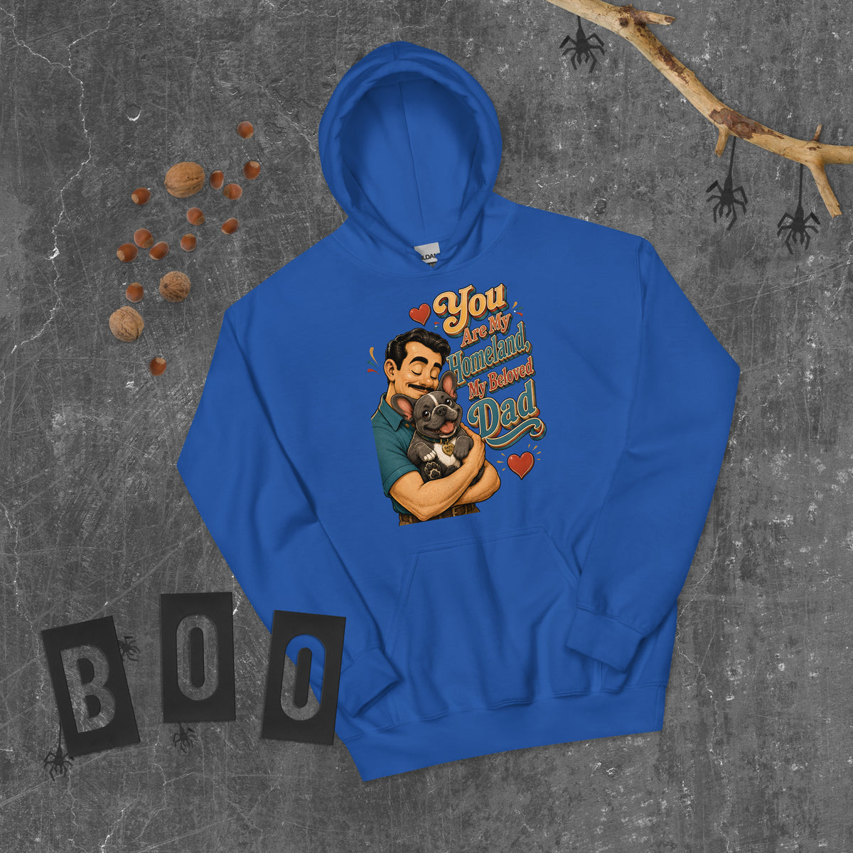 French Bulldog Dad Homeland Retro Unisex Hoodie by printfluence.net