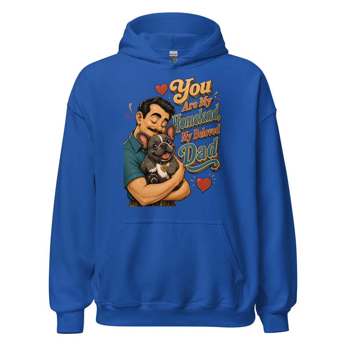 French Bulldog Dad Homeland Retro Unisex Hoodie by printfluence.net