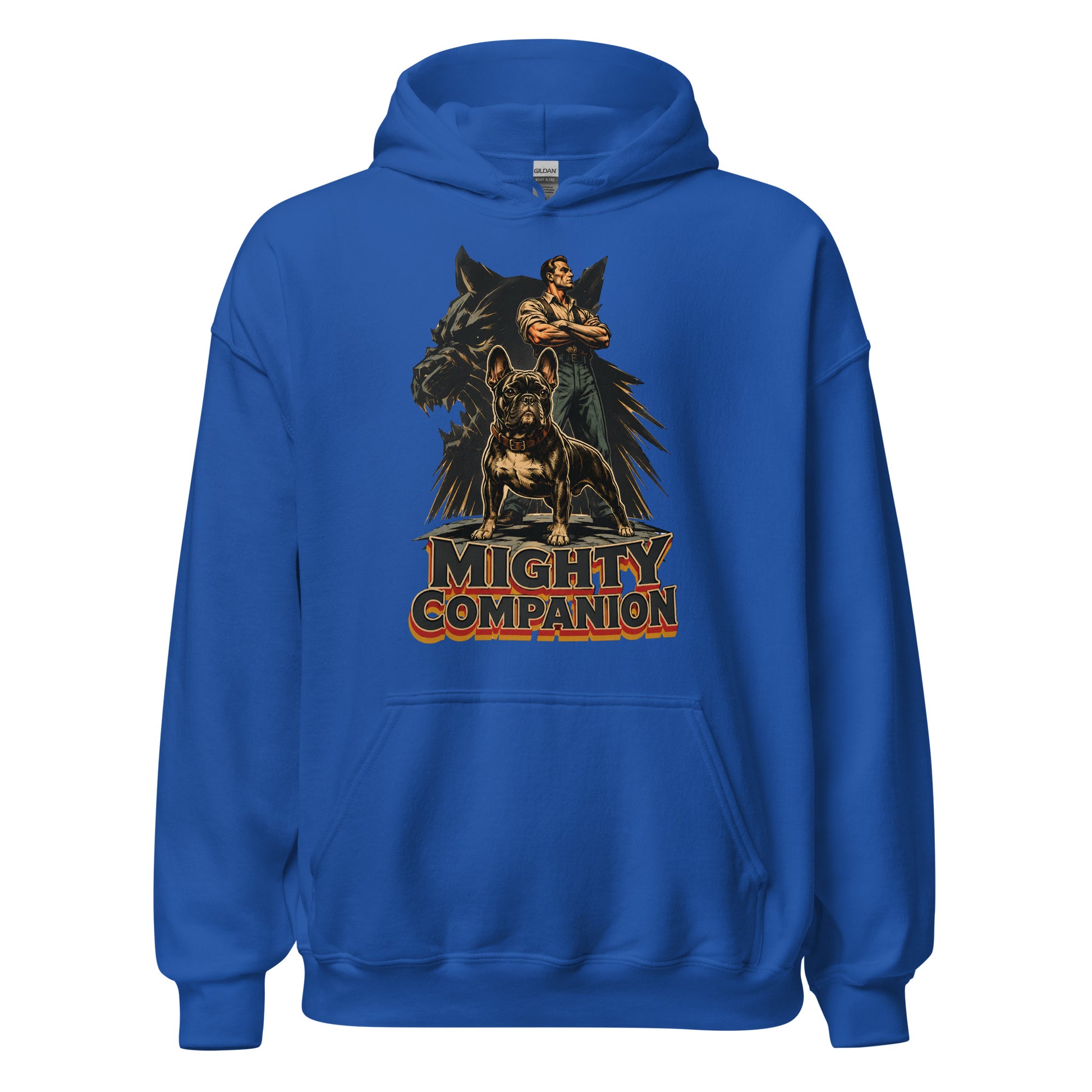 Mighty Companion Heavy Blend Hoodie - Unisex French Bulldog Lovers Graphic Pullover H-16 by printfluence.net