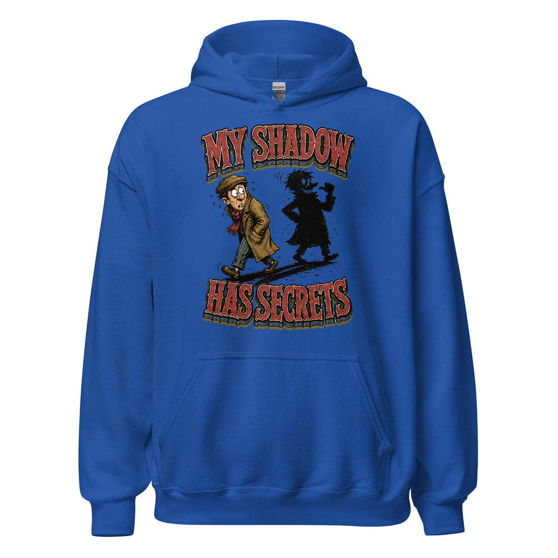 Horror & Mystery Lovers Unisex Heavyweight Fleece Hoodie with "My Shadow Has Secrets" Design by printfluence.net