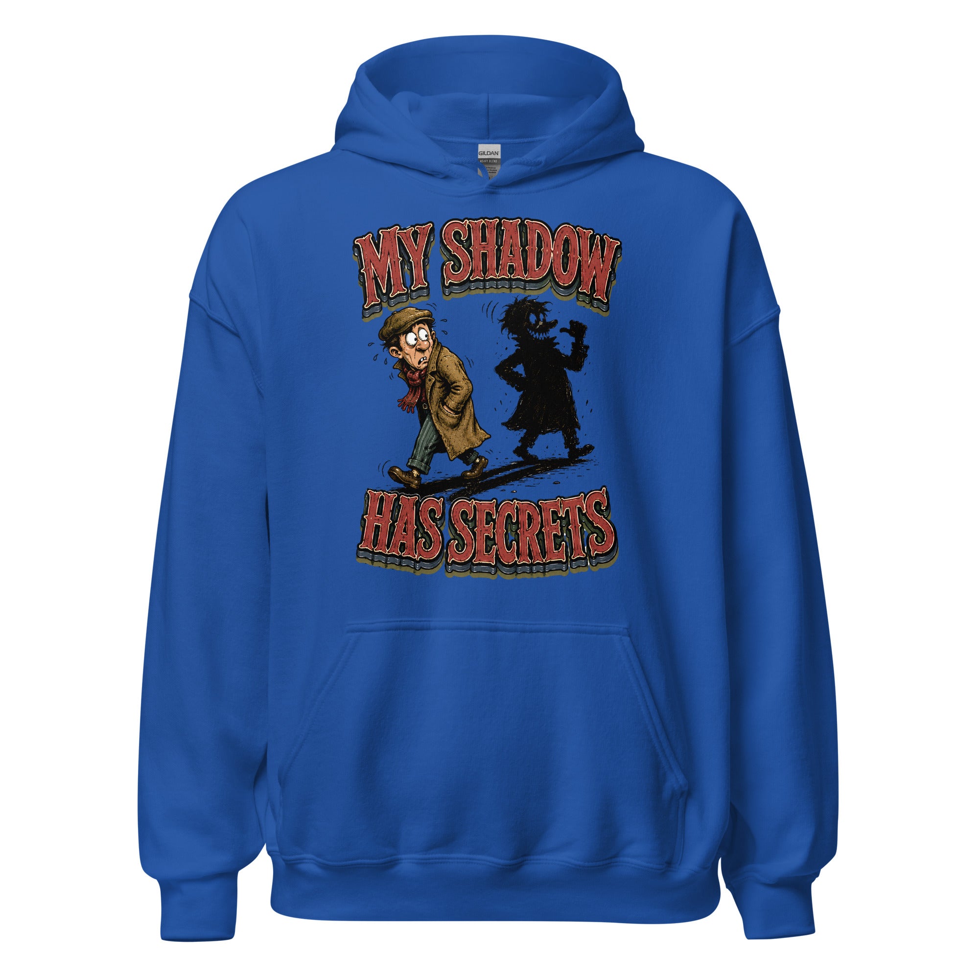 Horror & Mystery Lovers Unisex Heavyweight Fleece Hoodie with "My Shadow Has Secrets" Design by printfluence.net