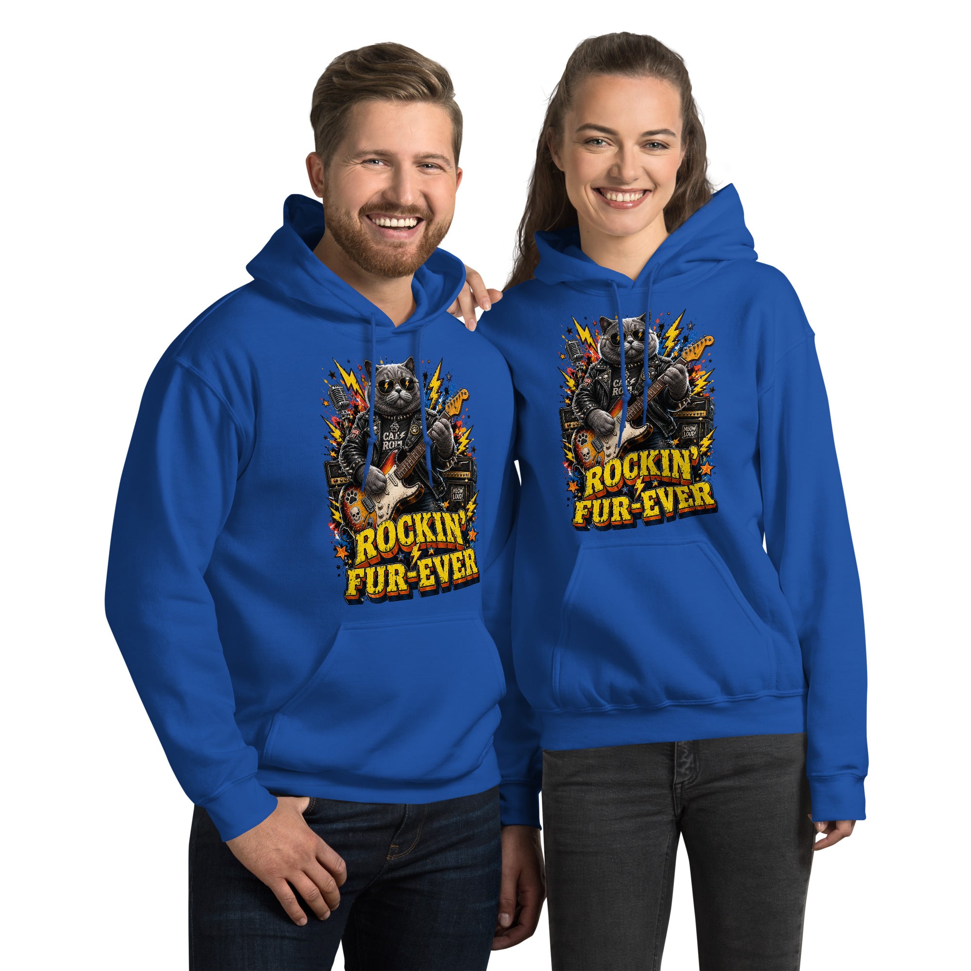 Cat Lovers Unisex Heavy Blend Hoodie "Rockin’ Fur-Ever" by printfluence.net