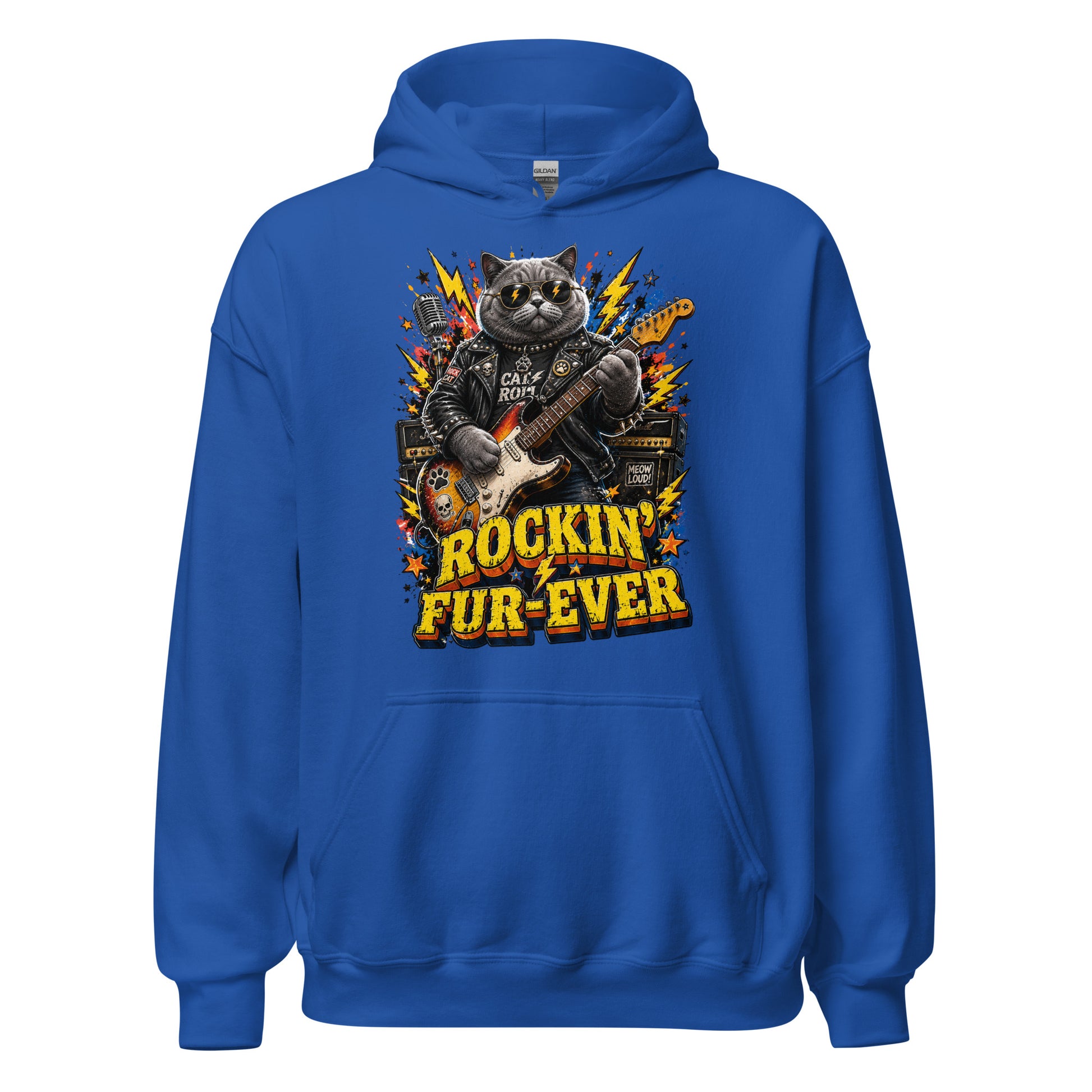 Cat Lovers Unisex Heavy Blend Hoodie "Rockin’ Fur-Ever" by printfluence.net