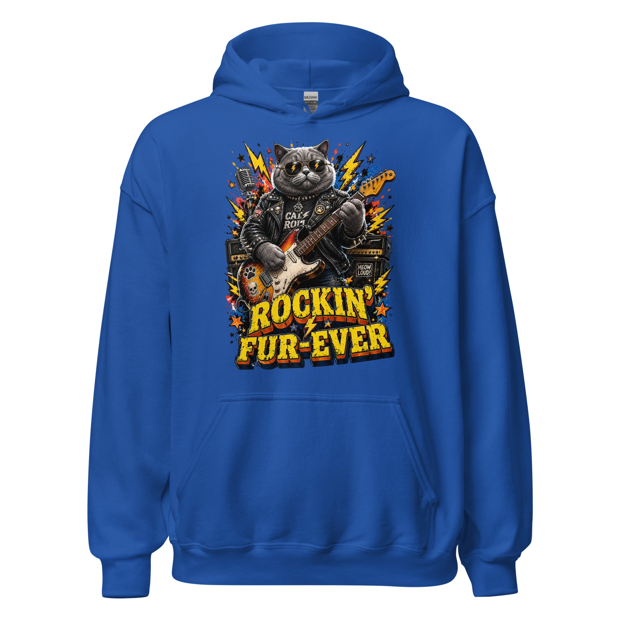 Cat Lovers Unisex Heavy Blend Hoodie "Rockin’ Fur-Ever" by printfluence.net