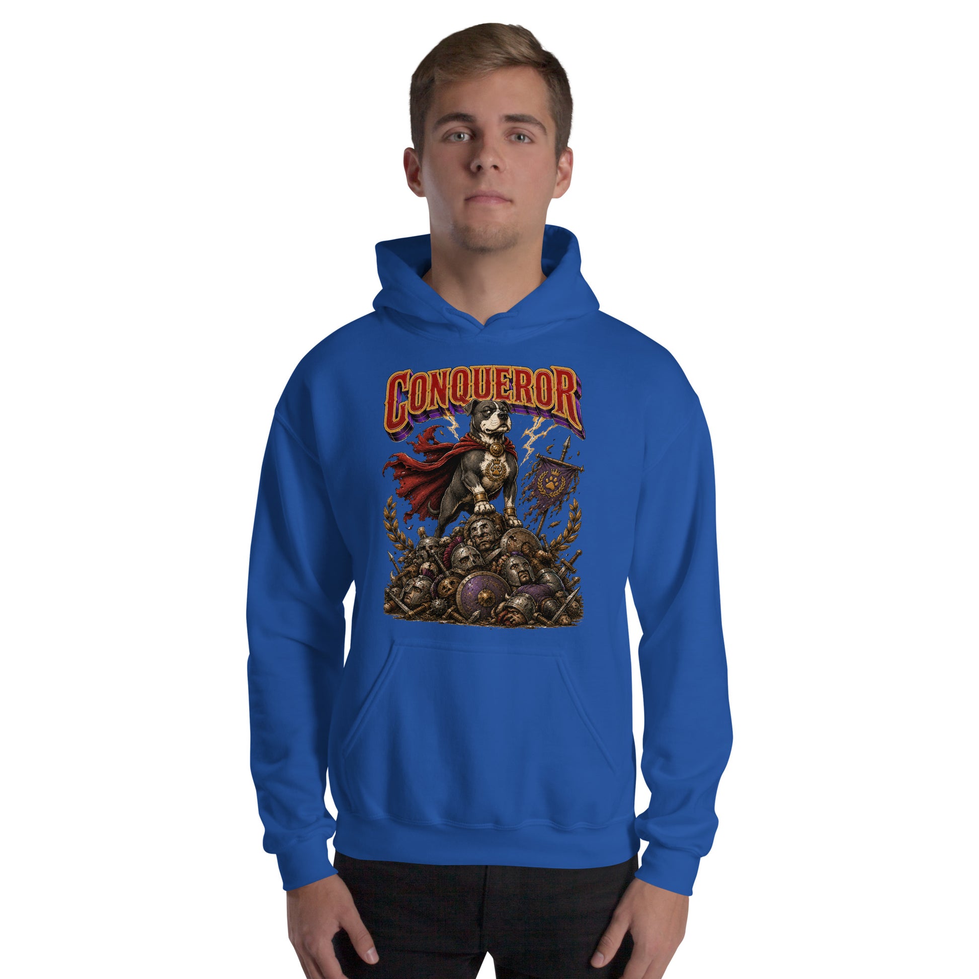 Pitbull Lovers | Unisex Heavy Blend Hoodie - Conqueror Warrior Dog by printfluence.net