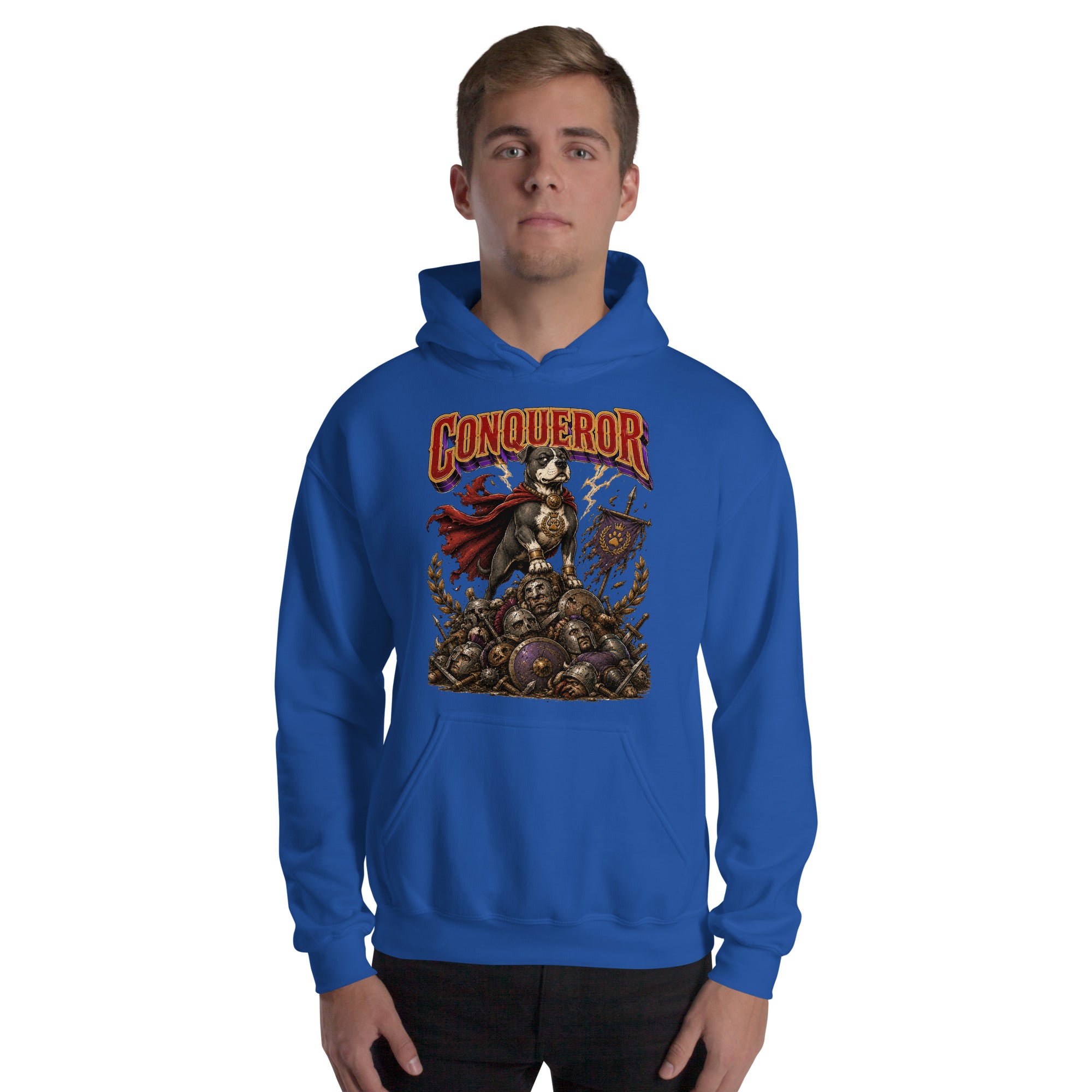 Pitbull Lovers | Unisex Heavy Blend Hoodie - Conqueror Warrior Dog by printfluence.net