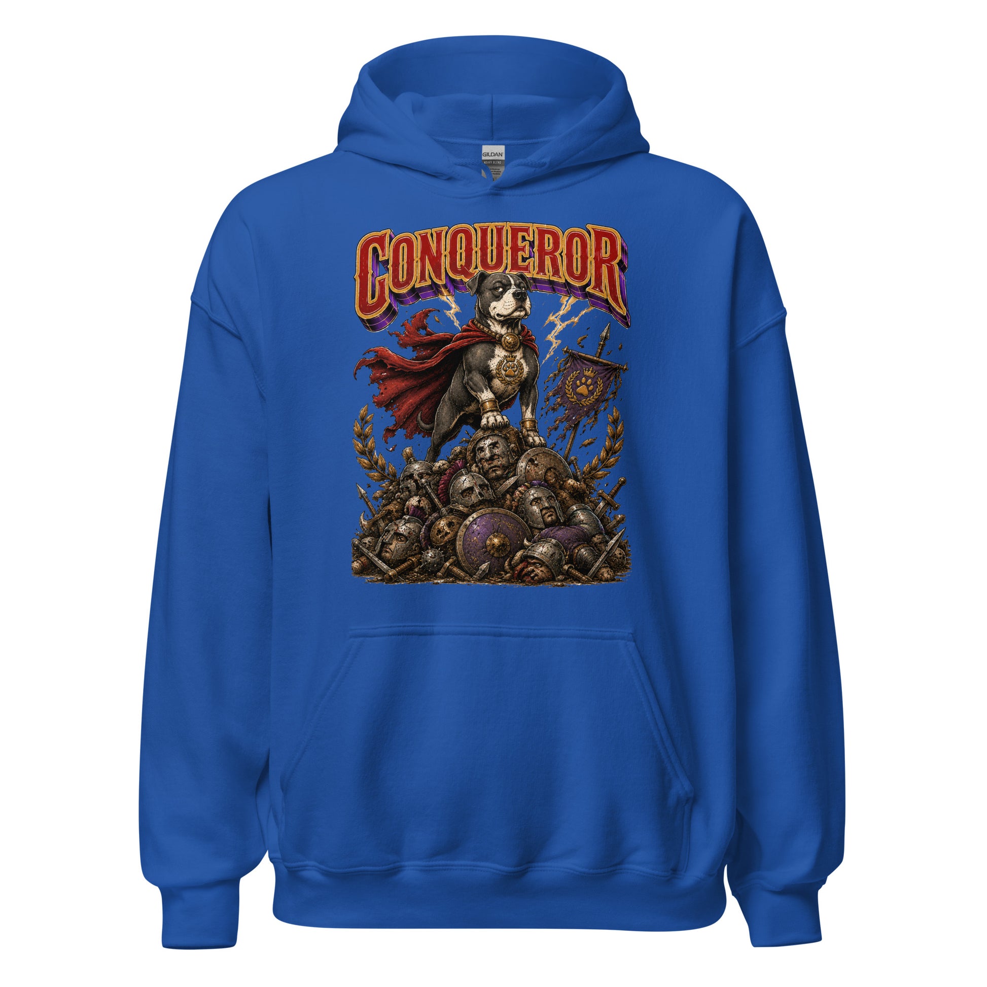 Pitbull Lovers | Unisex Heavy Blend Hoodie - Conqueror Warrior Dog by printfluence.net
