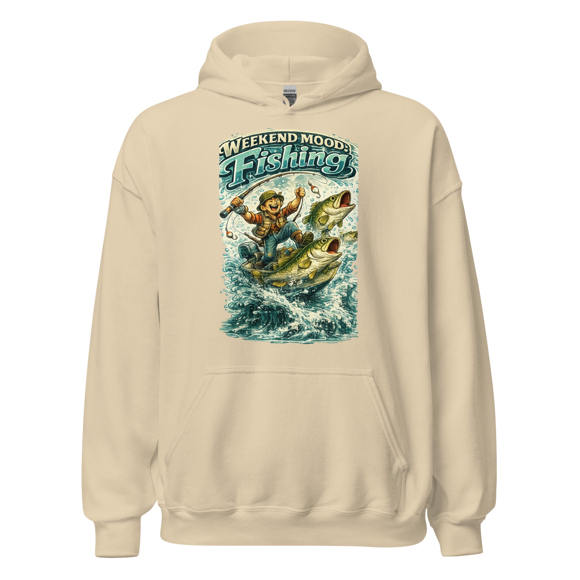 Weekend Mood Fishing Hoodie - Premium Vintage Bass Fishing Lovers Graphic Pullover by printfluence.net