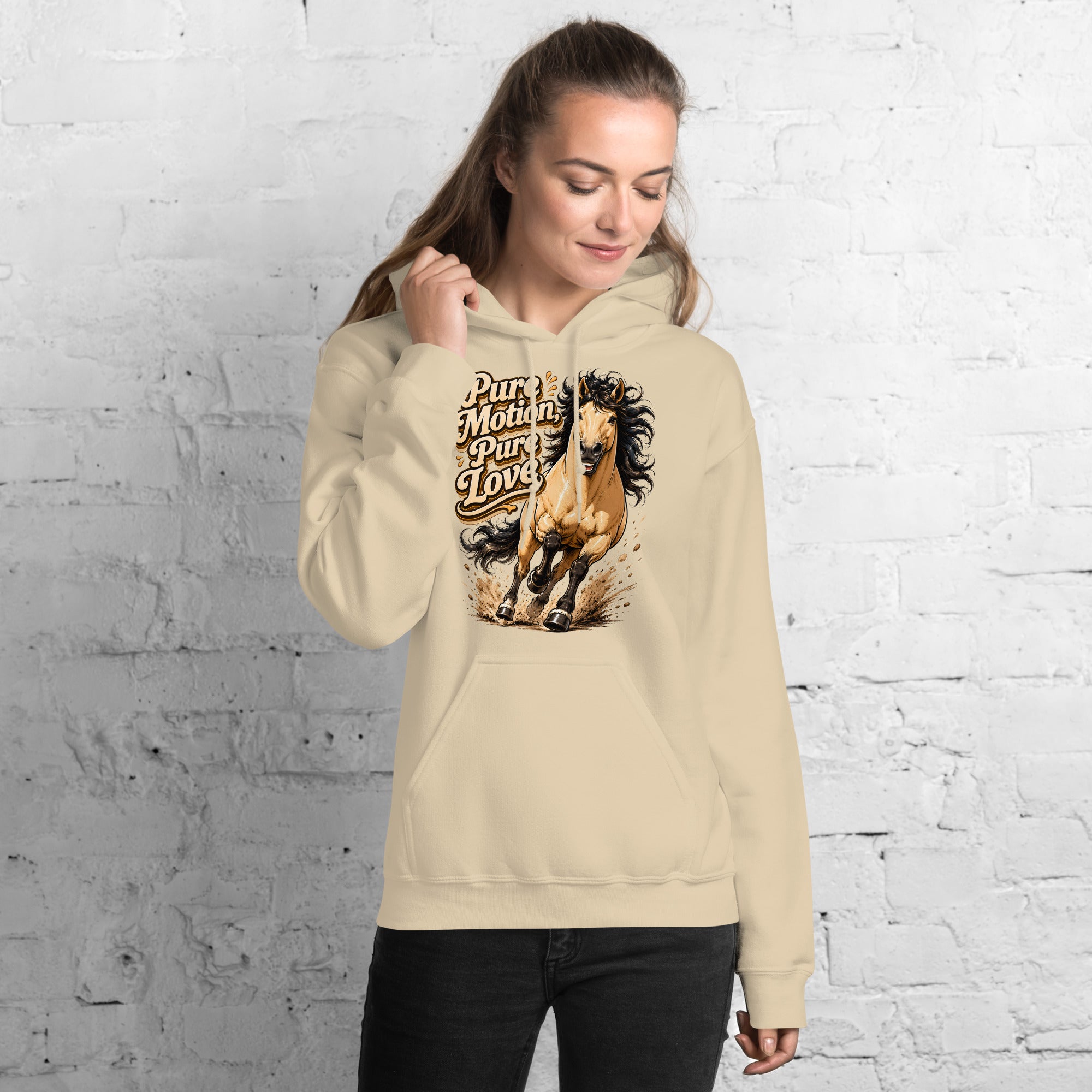 Pure Motion Pure Love Horse Hoodie | Premium Retro Equestrian Gift by printfluence.net