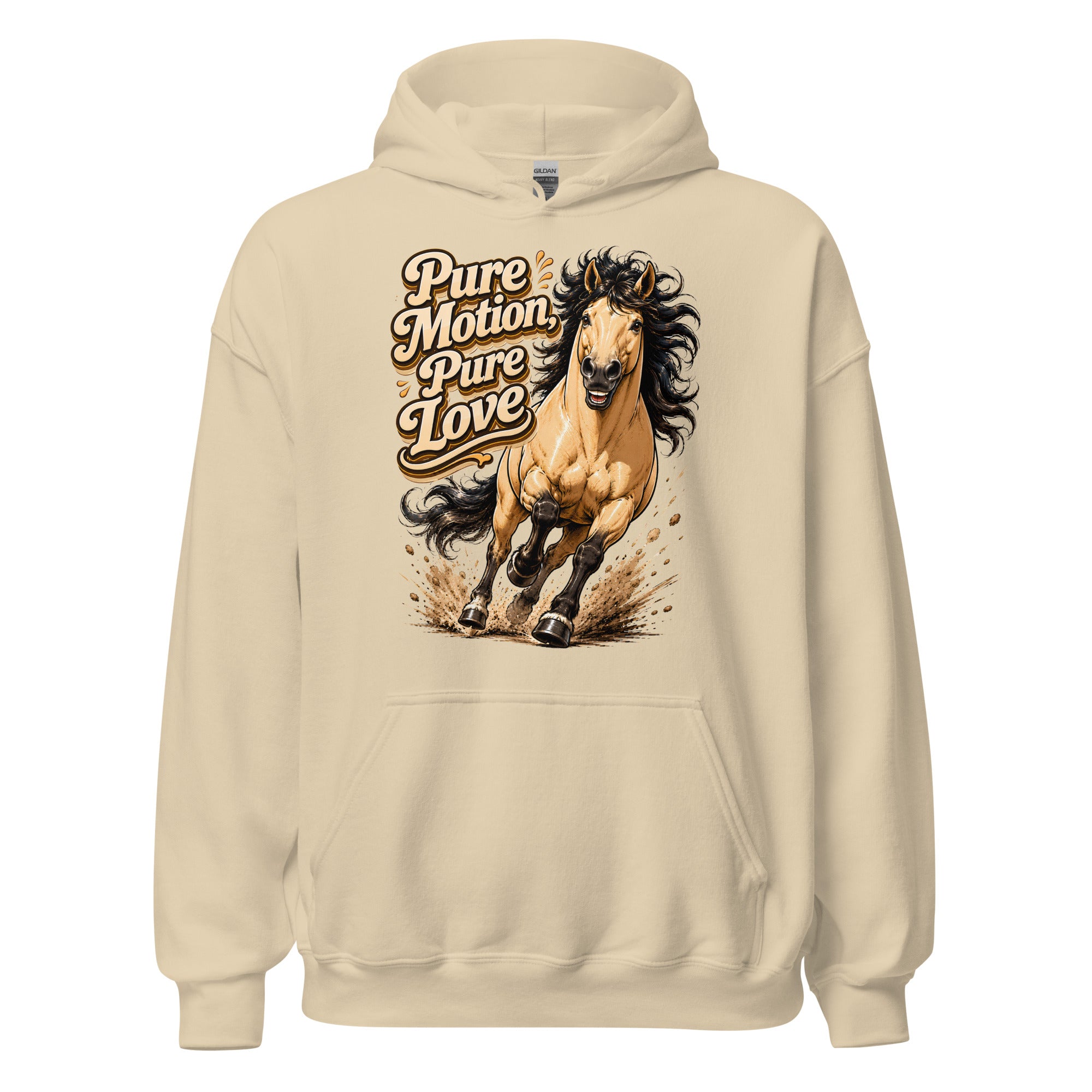Pure Motion Pure Love Horse Hoodie | Premium Retro Equestrian Gift by printfluence.net