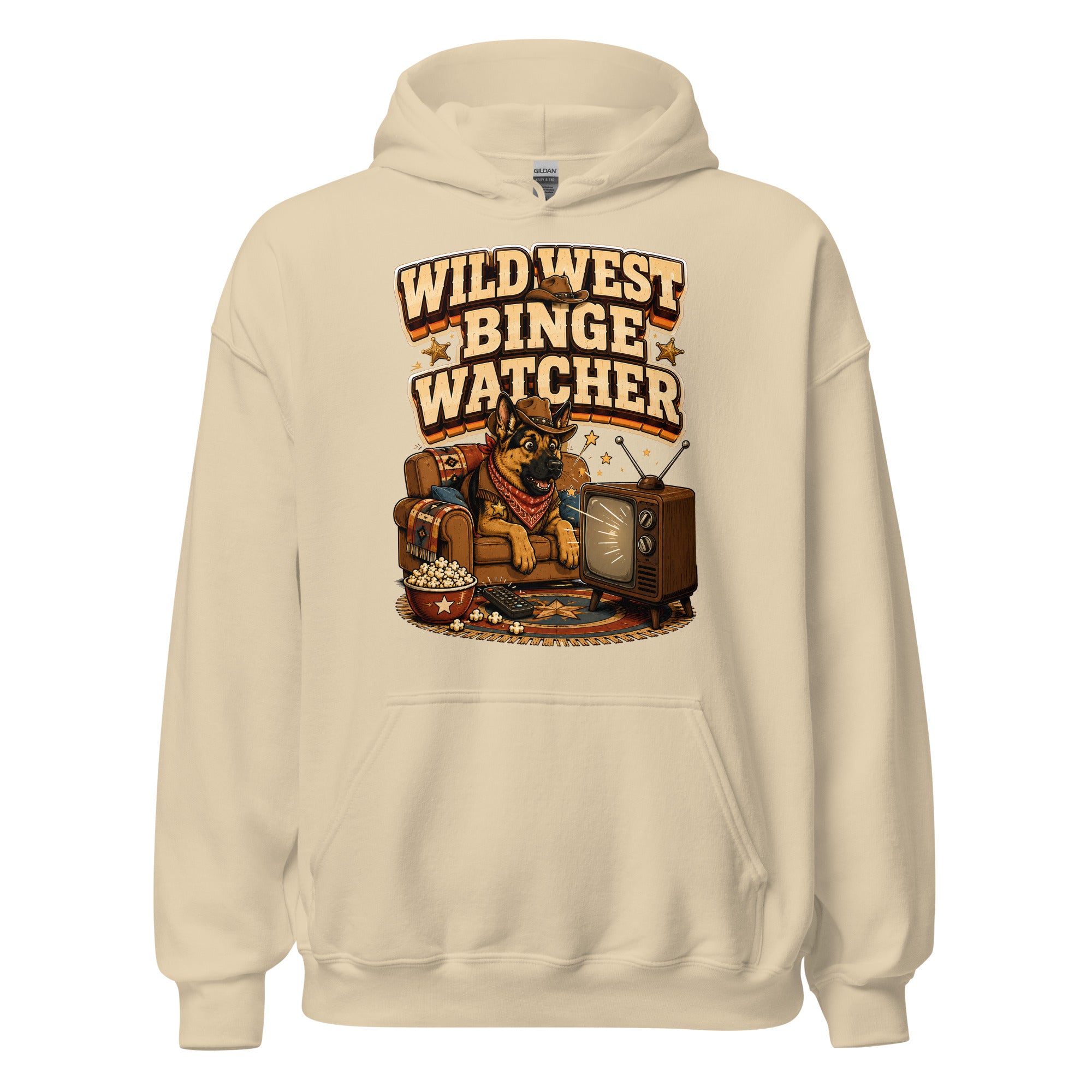 German Shepherd Wild West Binge Watcher Unisex Hoodie by printfluence.net