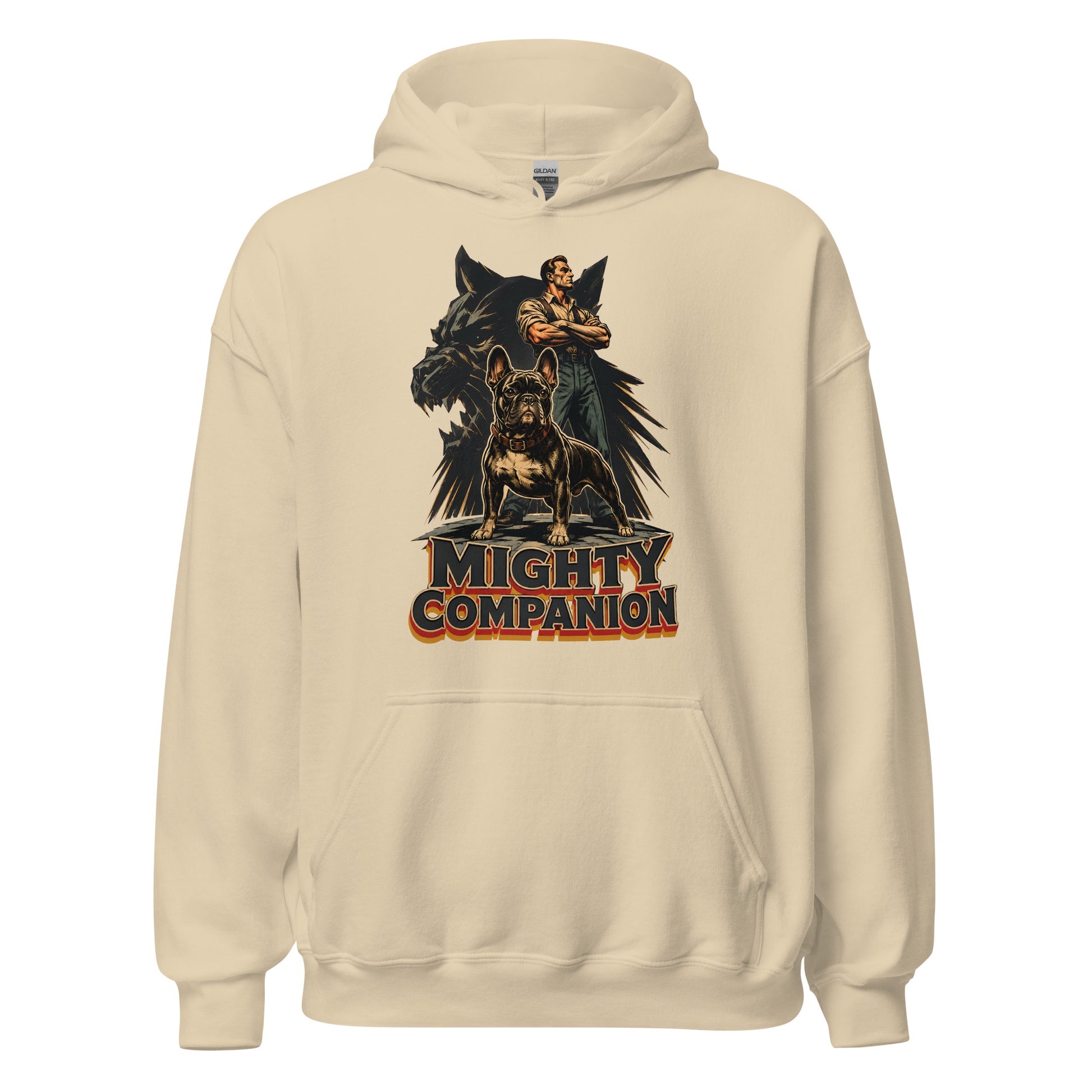 Mighty Companion Heavy Blend Hoodie - Unisex French Bulldog Lovers Graphic Pullover H-16 by printfluence.net