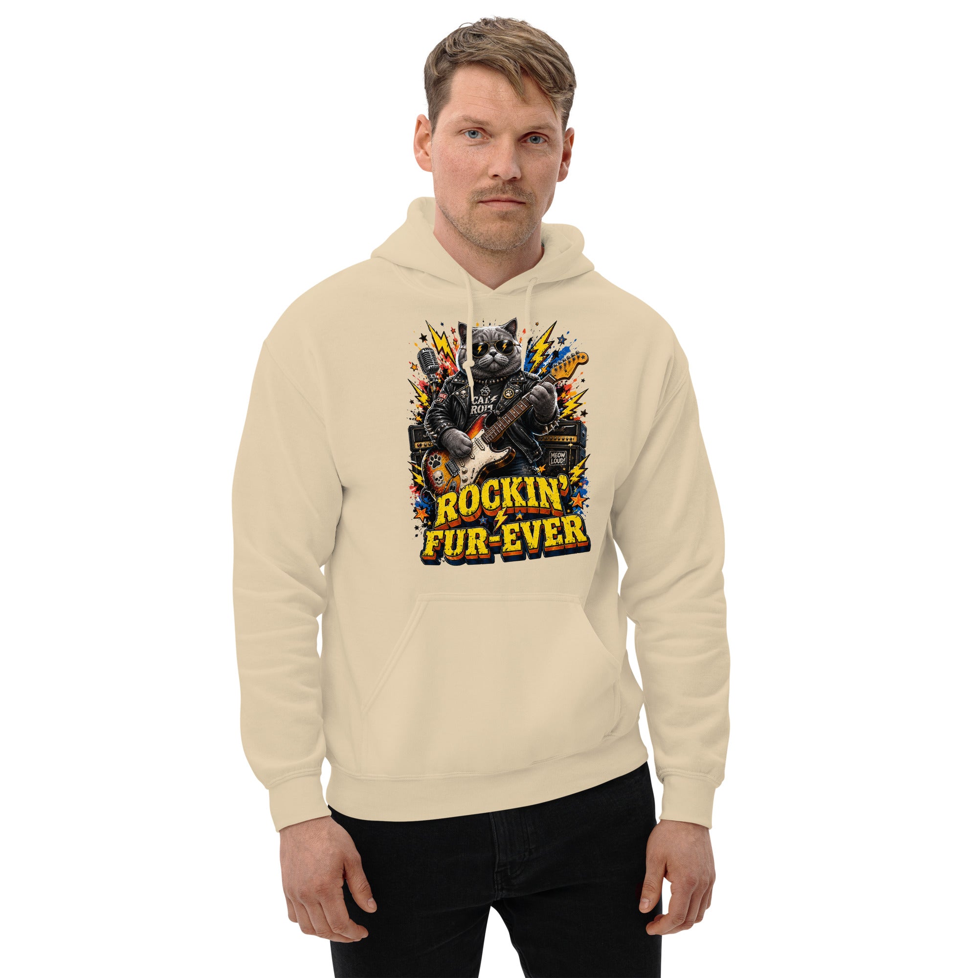 Cat Lovers Unisex Heavy Blend Hoodie "Rockin’ Fur-Ever" by printfluence.net