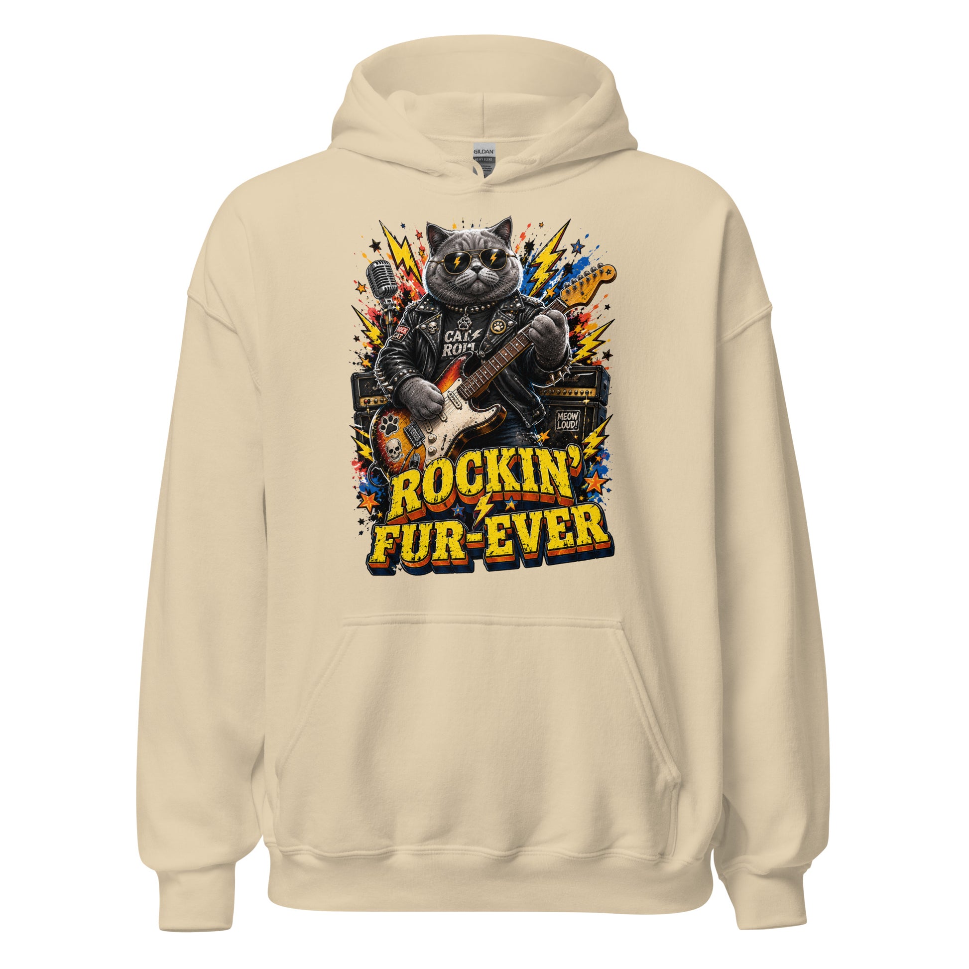 Cat Lovers Unisex Heavy Blend Hoodie "Rockin’ Fur-Ever" by printfluence.net