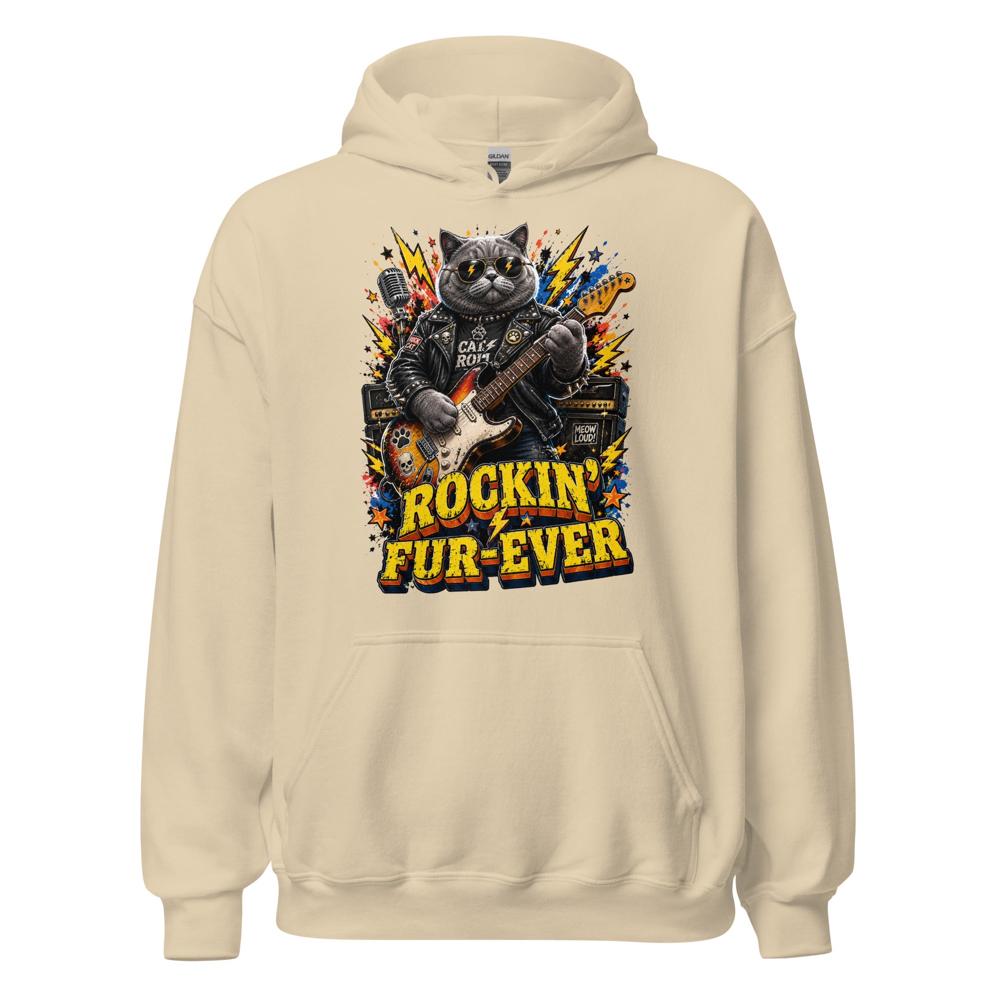 Cat Lovers Unisex Heavy Blend Hoodie "Rockin’ Fur-Ever" by printfluence.net