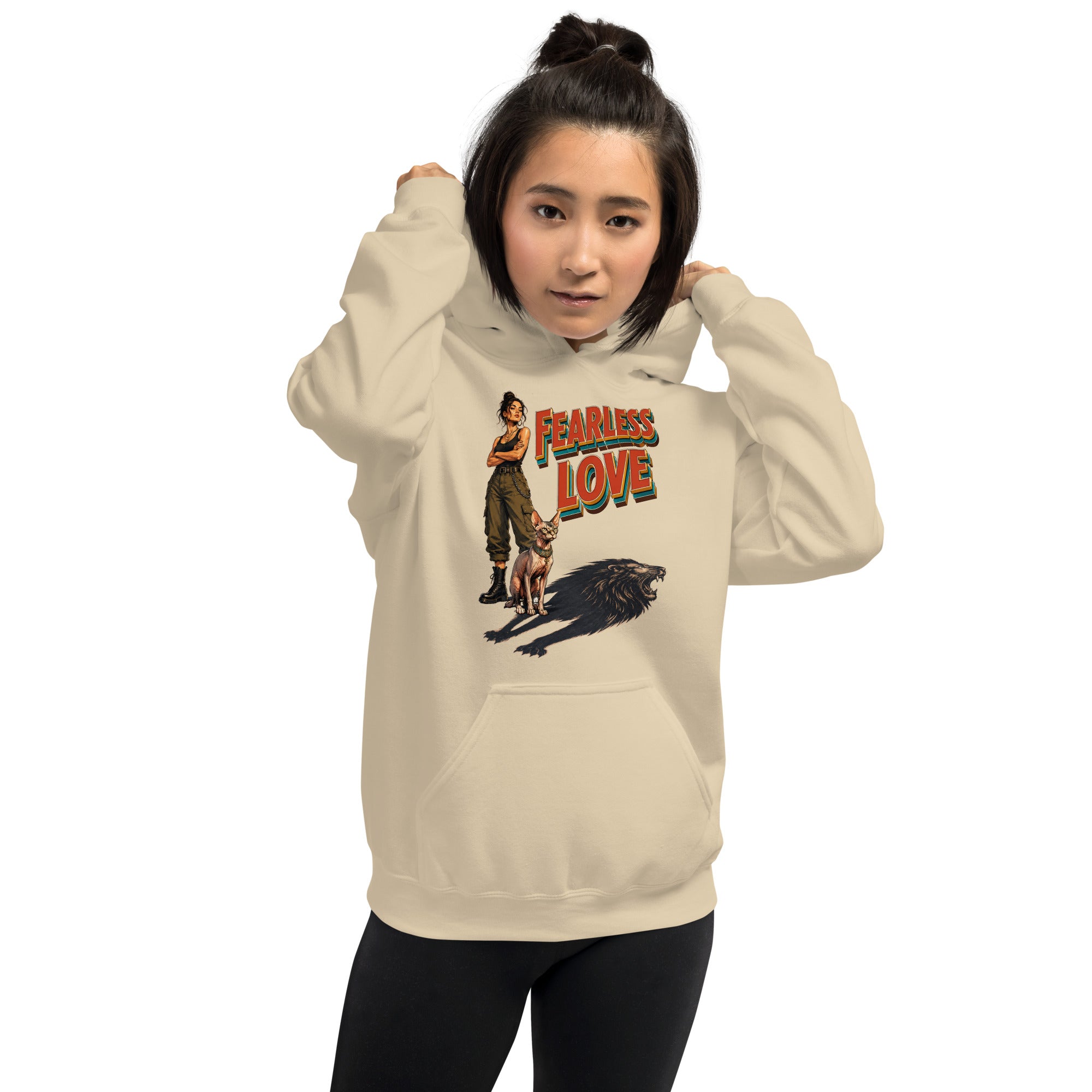 Cat Lovers Unisex Heavy Blend Hoodie "Fearless Love" by printfluence.net