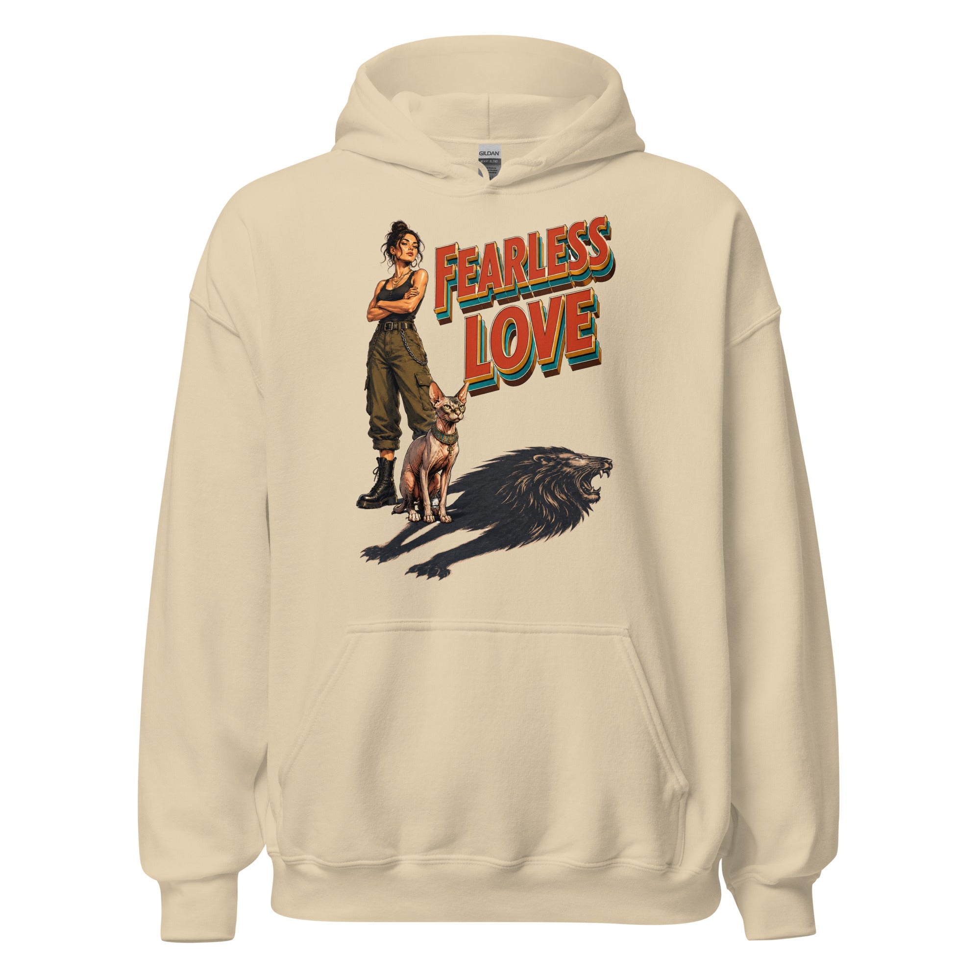 Cat Lovers Unisex Heavy Blend Hoodie "Fearless Love" by printfluence.net