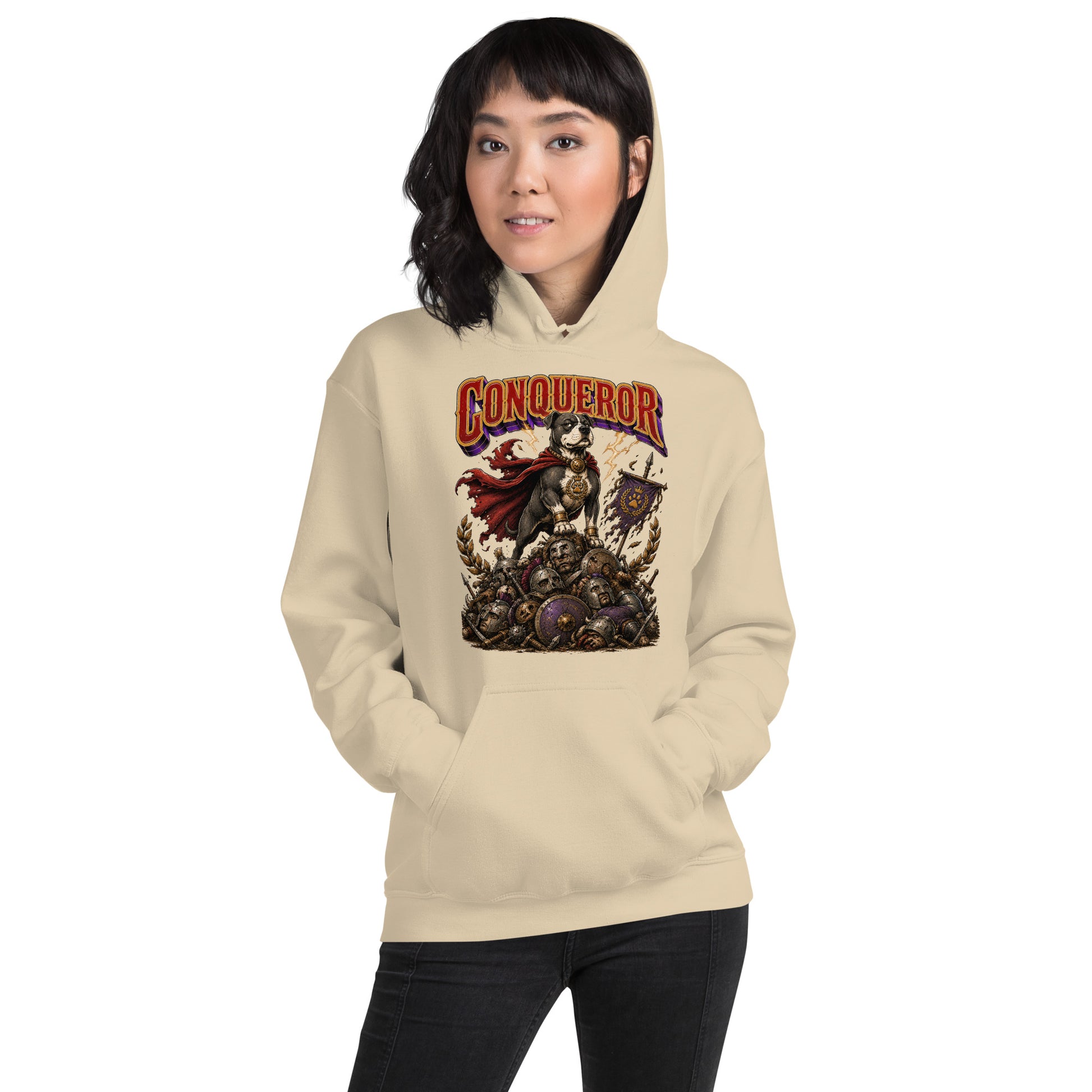 Pitbull Lovers | Unisex Heavy Blend Hoodie - Conqueror Warrior Dog by printfluence.net