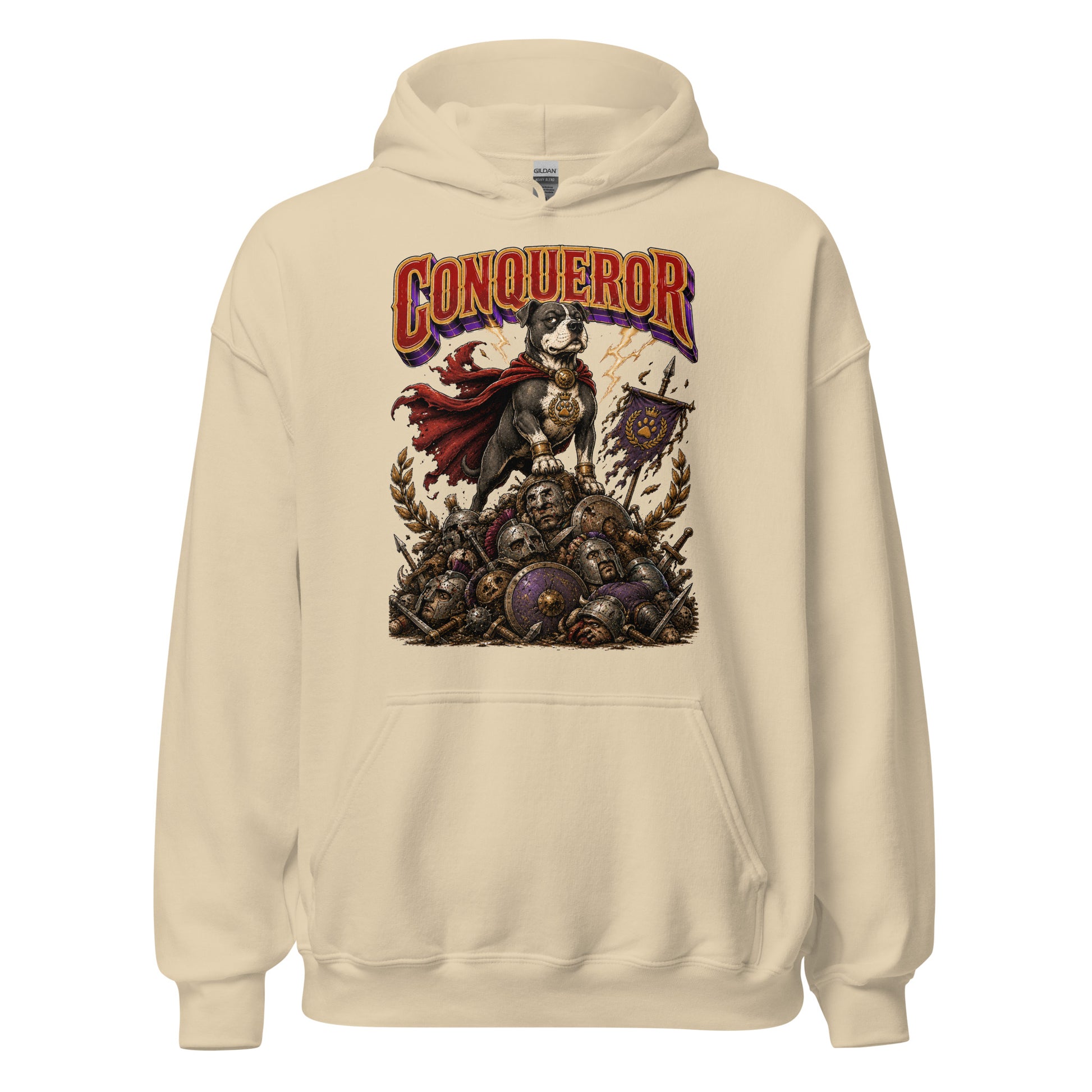 Pitbull Lovers | Unisex Heavy Blend Hoodie - Conqueror Warrior Dog by printfluence.net