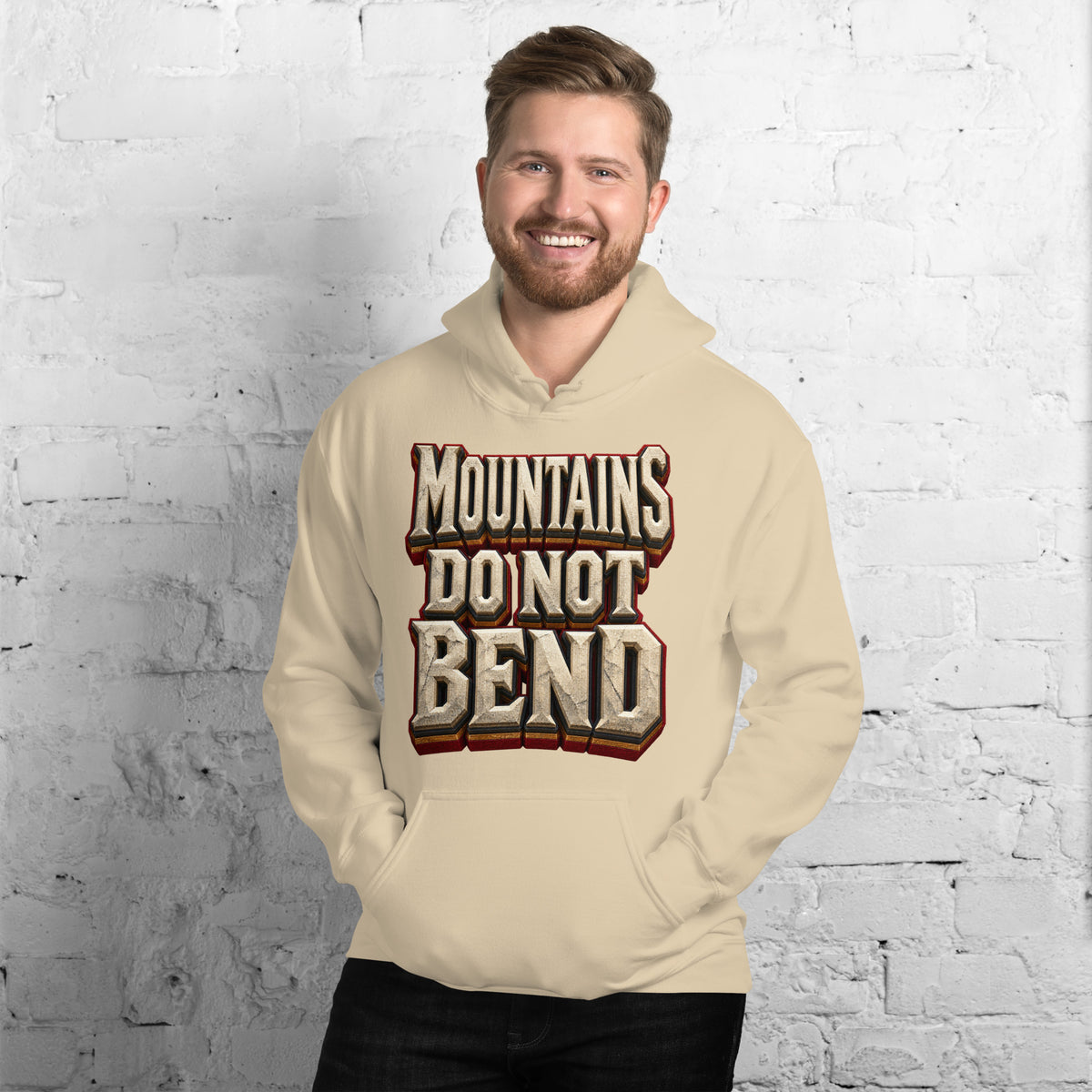 Inspirational Quotes Lovers | Unisex Heavy Blend Hoodie — MOUNTAINS DO NOT BEND by printfluence