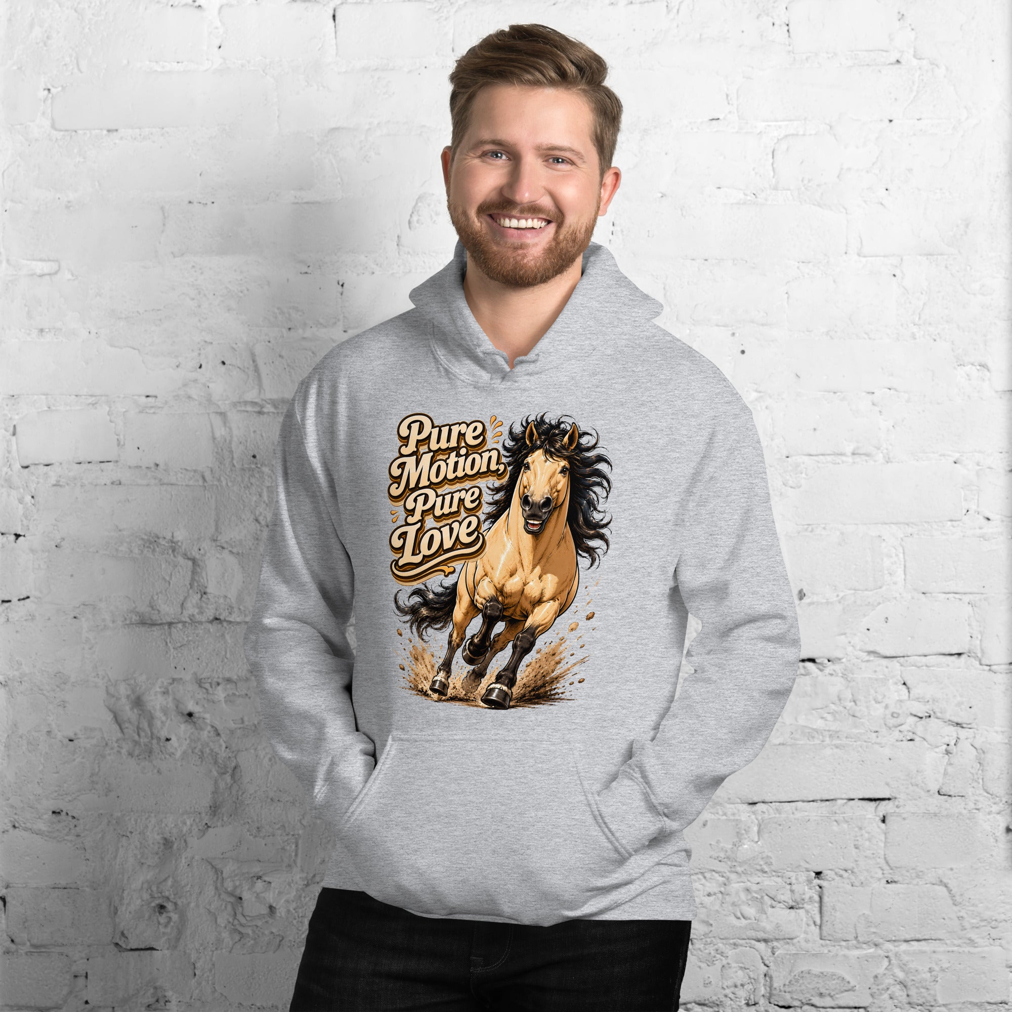 Pure Motion Pure Love Horse Hoodie | Premium Retro Equestrian Gift by printfluence.net