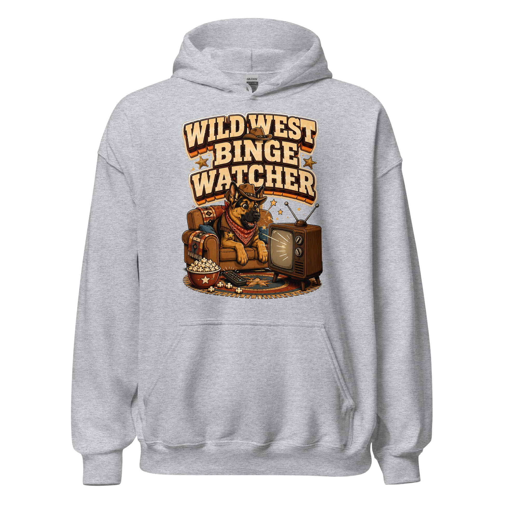 German Shepherd Wild West Binge Watcher Unisex Hoodie by printfluence.net