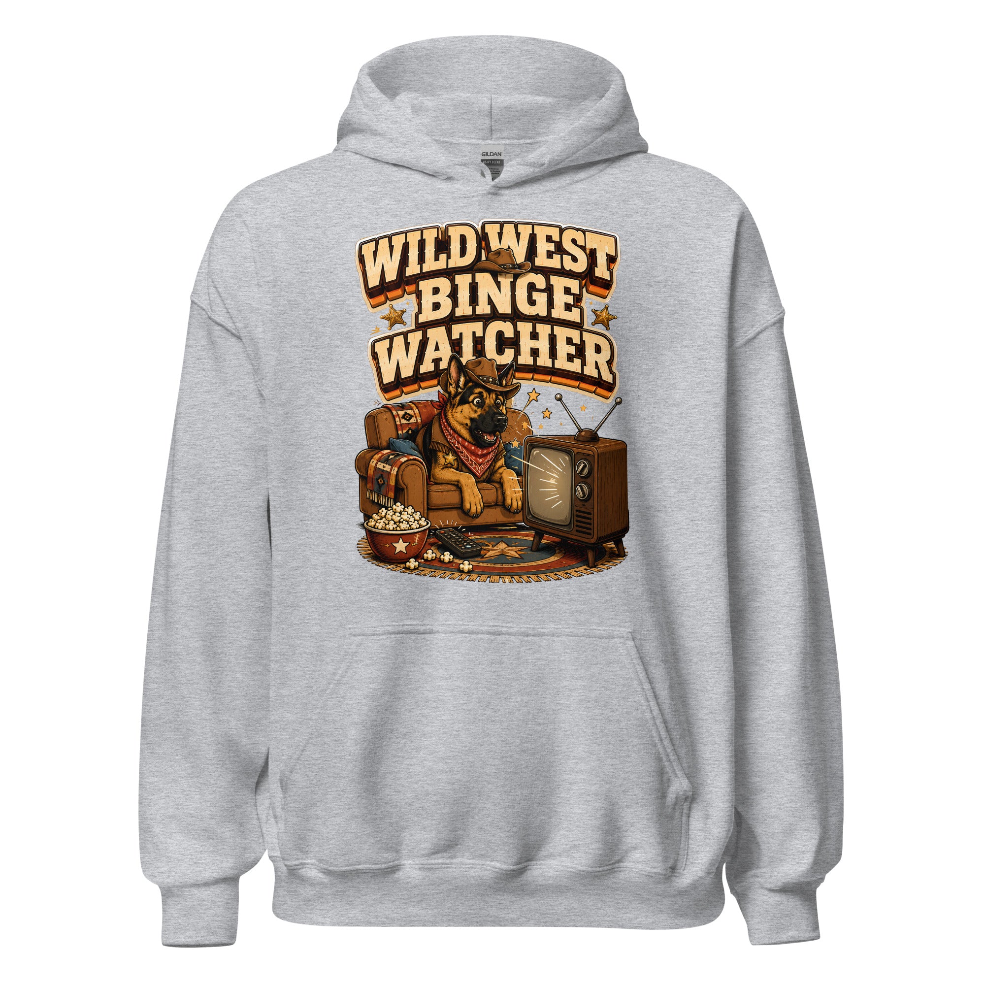 German Shepherd Wild West Binge Watcher Unisex Hoodie by printfluence.net