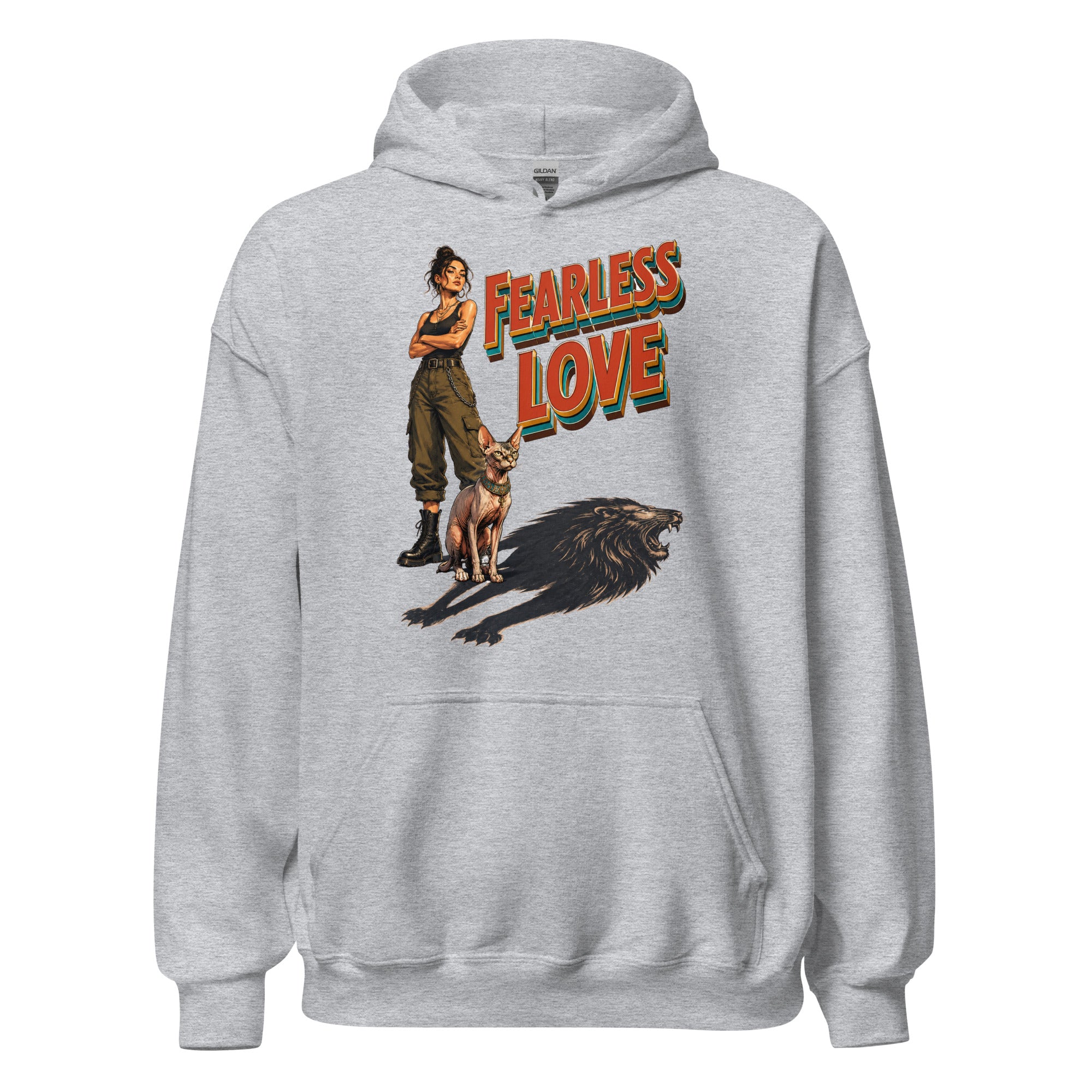 Cat Lovers Unisex Heavy Blend Hoodie "Fearless Love" by printfluence.net
