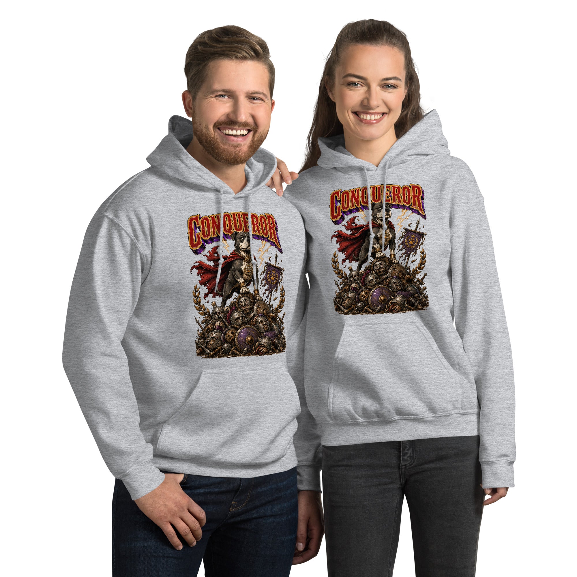 Pitbull Lovers | Unisex Heavy Blend Hoodie - Conqueror Warrior Dog by printfluence.net