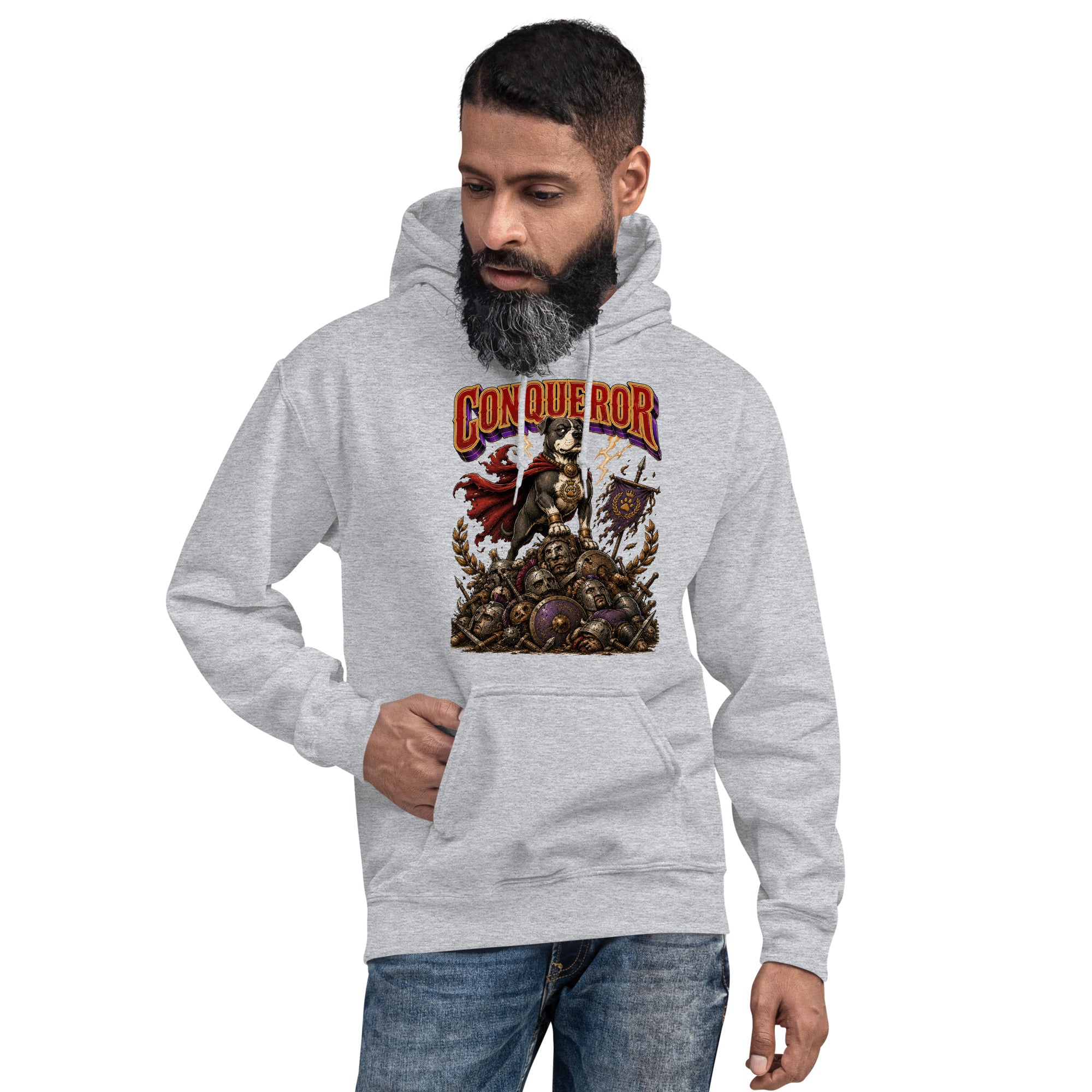 Pitbull Lovers | Unisex Heavy Blend Hoodie - Conqueror Warrior Dog by printfluence.net