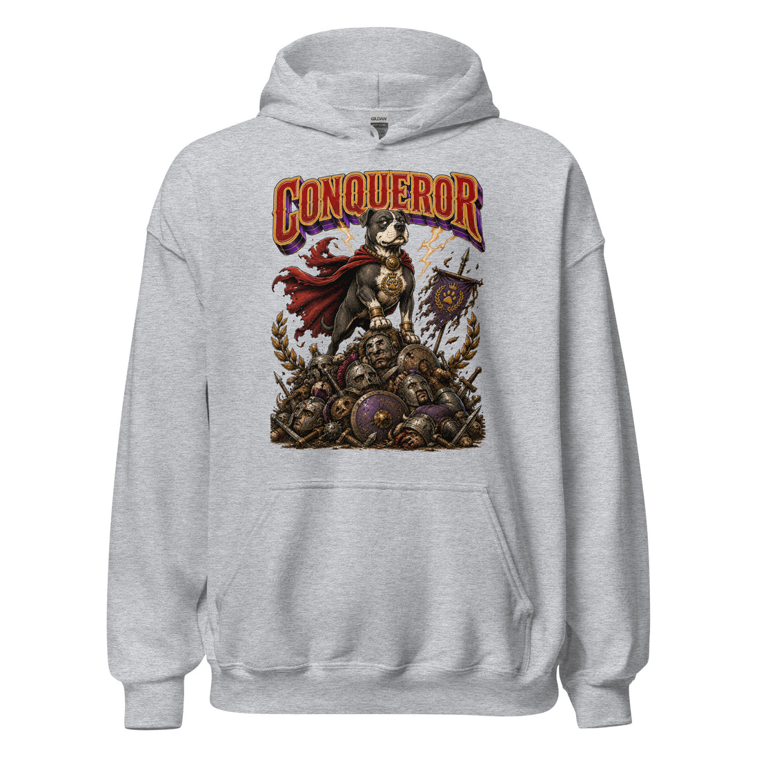 Pitbull Lovers | Unisex Heavy Blend Hoodie - Conqueror Warrior Dog by printfluence.net