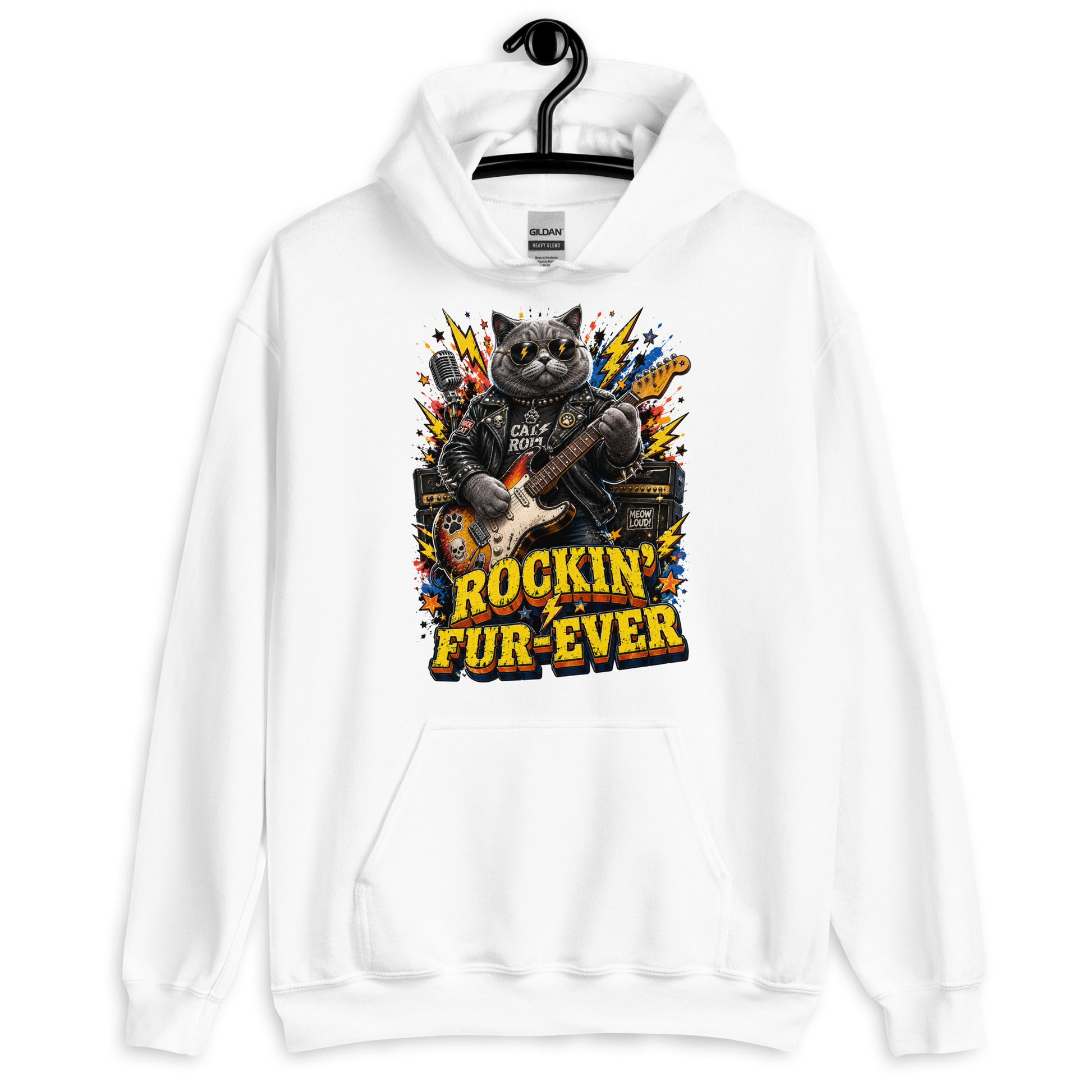 Cat Lovers Unisex Heavy Blend Hoodie "Rockin’ Fur-Ever" by printfluence.net
