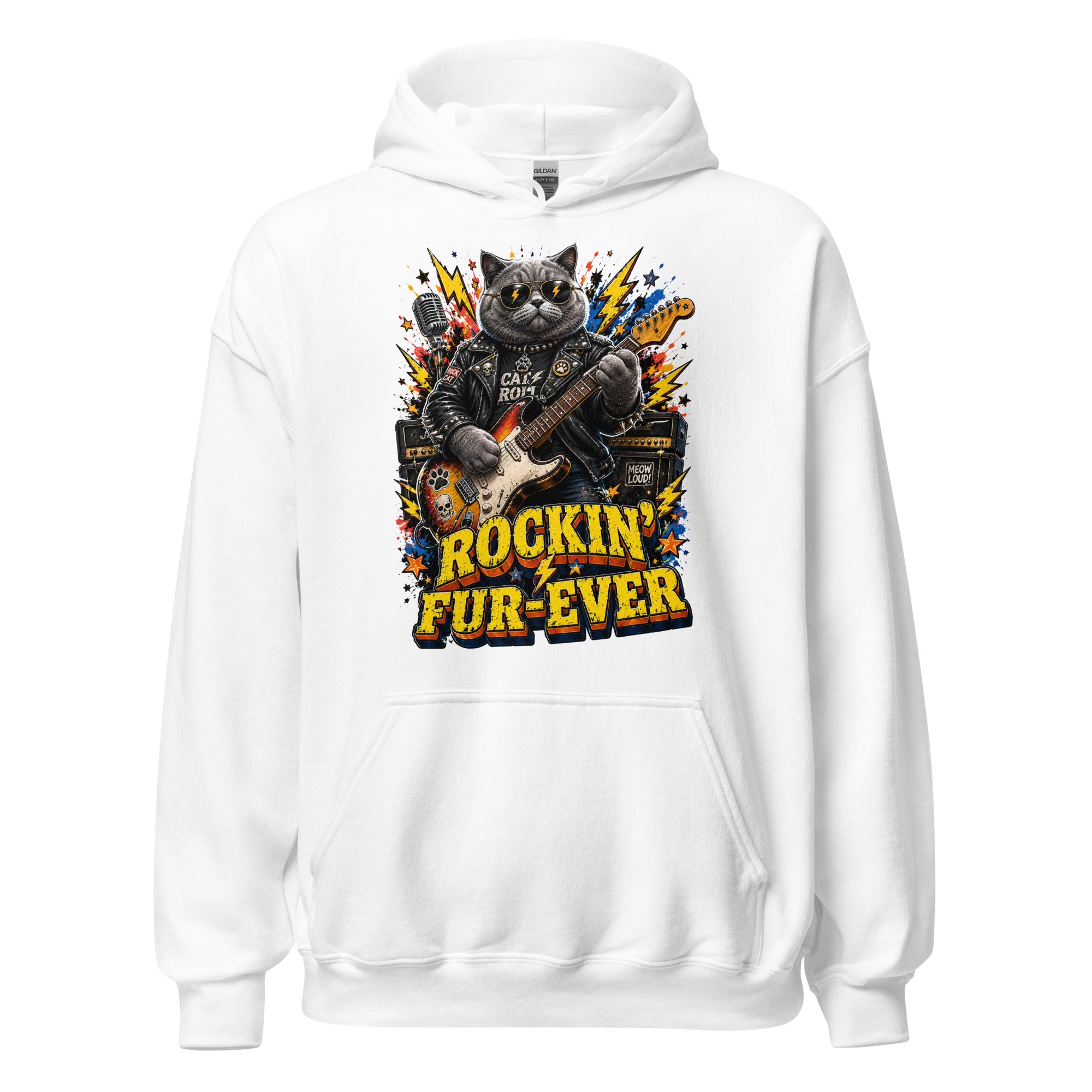 Cat Lovers Unisex Heavy Blend Hoodie "Rockin’ Fur-Ever" by printfluence.net