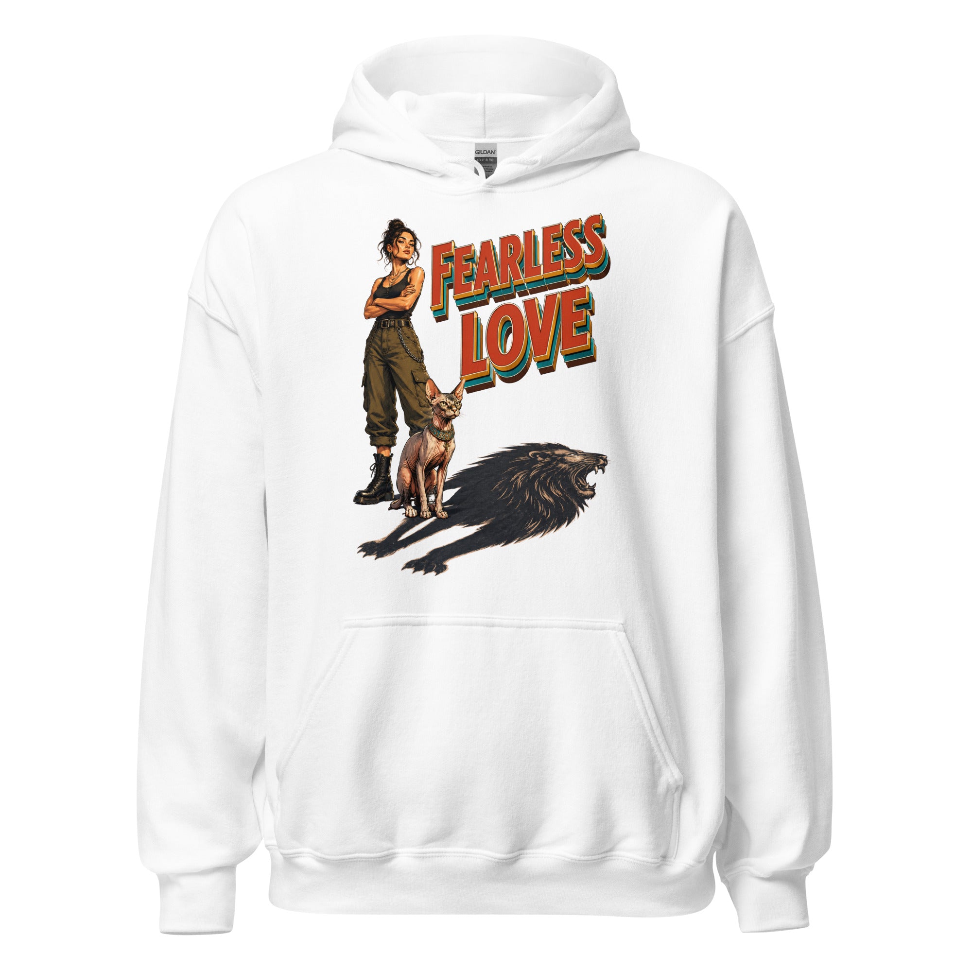 Cat Lovers Unisex Heavy Blend Hoodie "Fearless Love" by printfluence.net