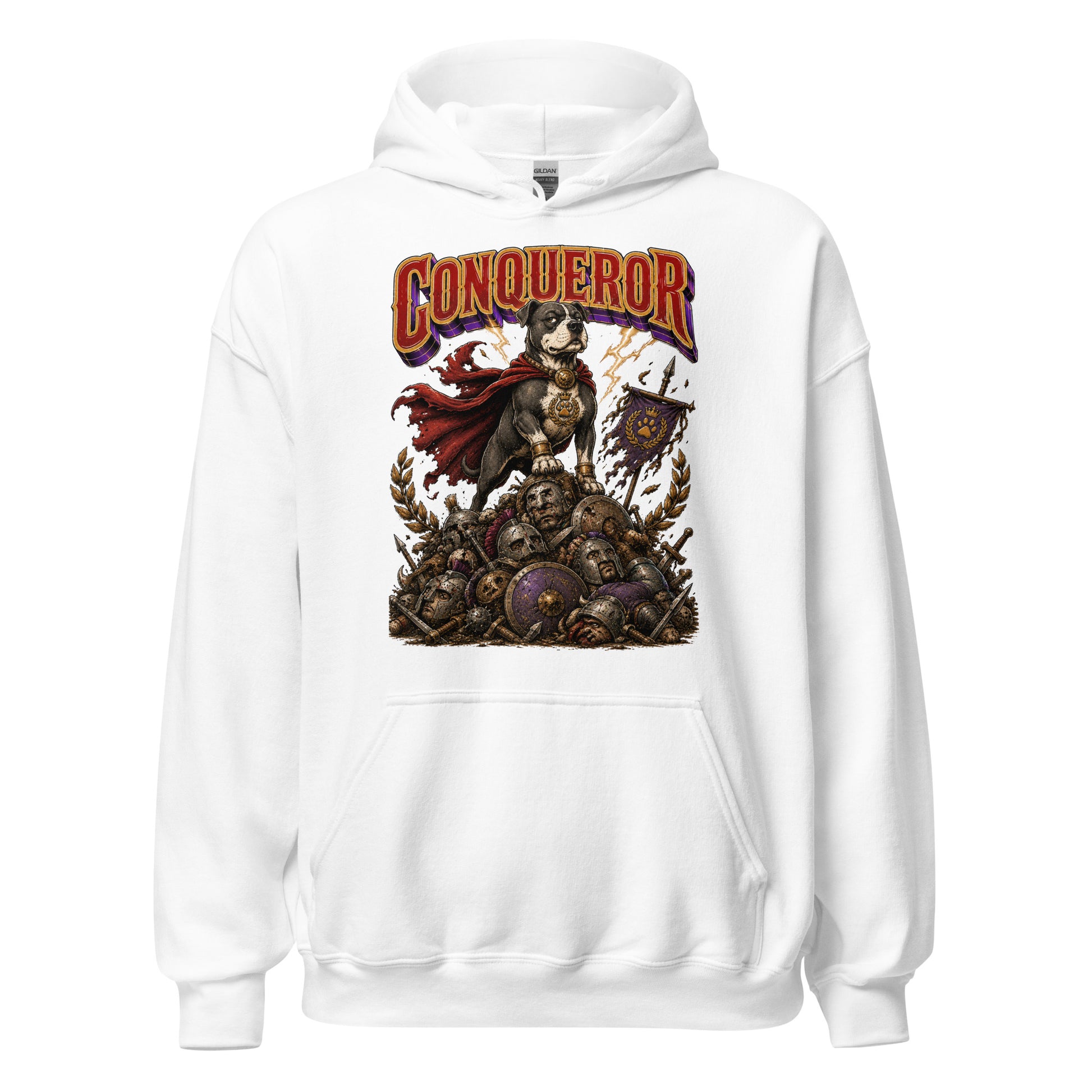 Pitbull Lovers | Unisex Heavy Blend Hoodie - Conqueror Warrior Dog by printfluence.net