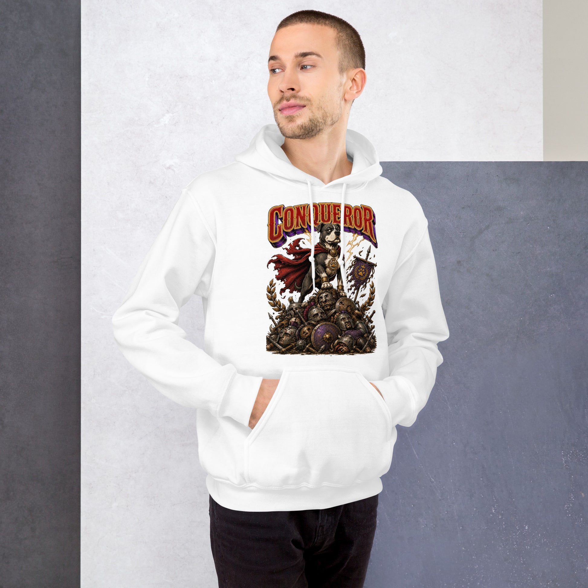 Pitbull Lovers | Unisex Heavy Blend Hoodie - Conqueror Warrior Dog by printfluence.net