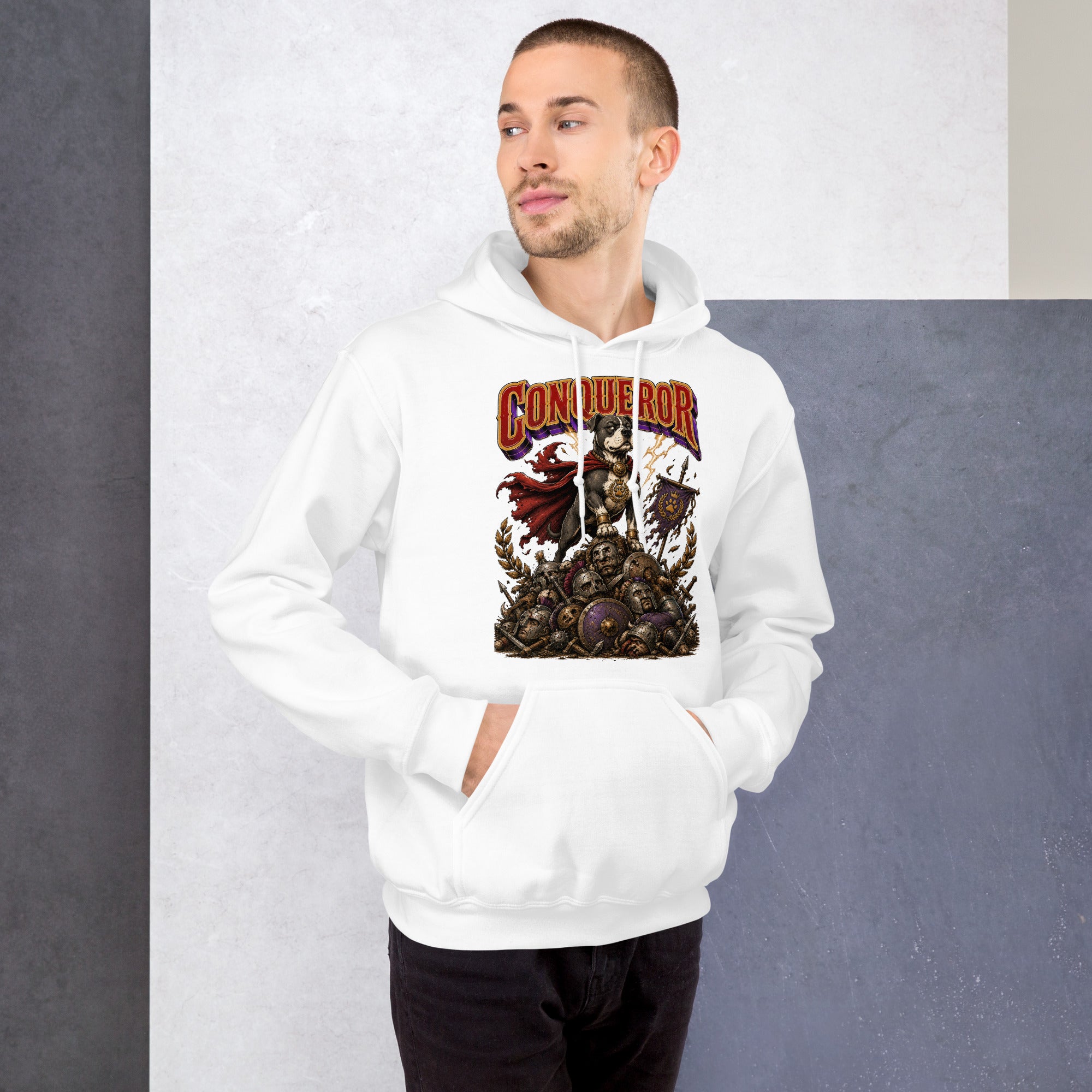 Pitbull Lovers | Unisex Heavy Blend Hoodie - Conqueror Warrior Dog by printfluence.net