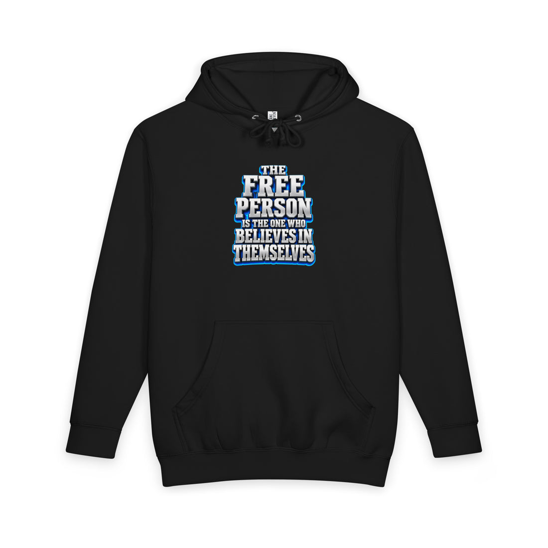Inspirational Quotes Lovers | Unisex Heavyweight Pullover Hoodie — THE FREE PERSON IS THE ONE WHO BELIEVES IN THEMSELVES by printfluence