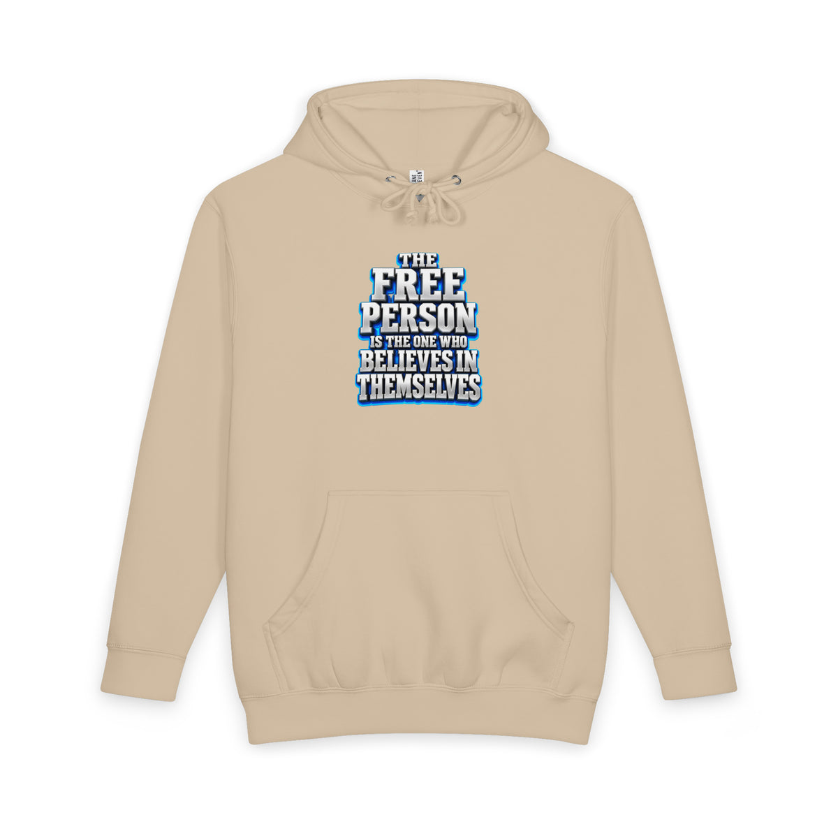 Inspirational Quotes Lovers | Unisex Heavyweight Pullover Hoodie — THE FREE PERSON IS THE ONE WHO BELIEVES IN THEMSELVES by printfluence