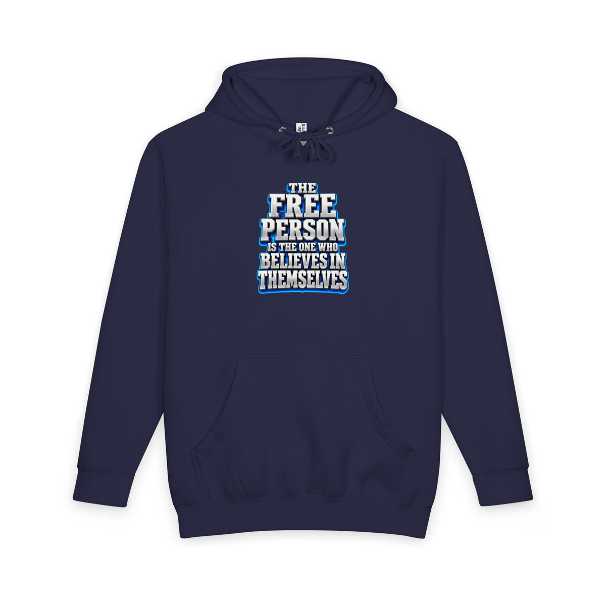 Inspirational Quotes Lovers | Unisex Heavyweight Pullover Hoodie — THE FREE PERSON IS THE ONE WHO BELIEVES IN THEMSELVES by printfluence
