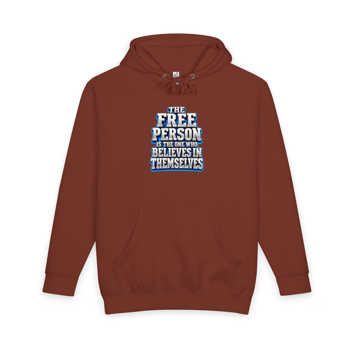 Inspirational Quotes Lovers | Unisex Heavyweight Pullover Hoodie — THE FREE PERSON IS THE ONE WHO BELIEVES IN THEMSELVES by printfluence