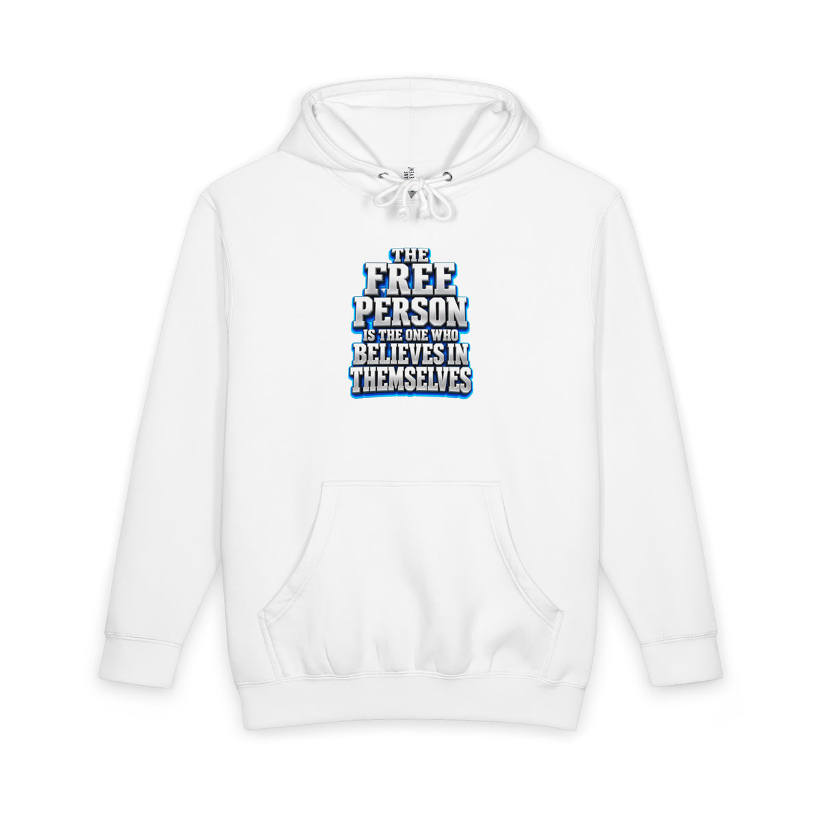 Inspirational Quotes Lovers | Unisex Heavyweight Pullover Hoodie — THE FREE PERSON IS THE ONE WHO BELIEVES IN THEMSELVES by printfluence