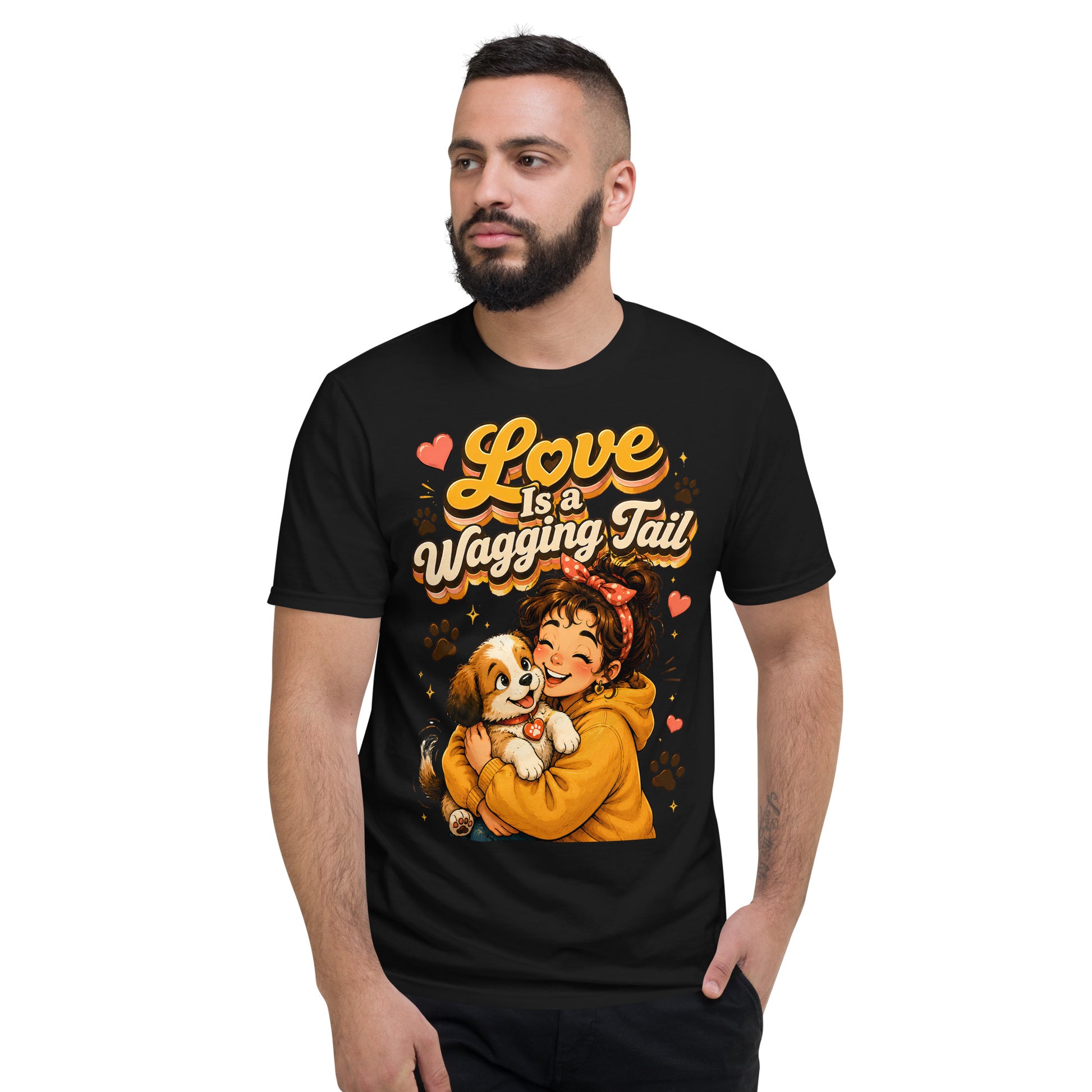 Elite Love Is a Wagging Tail - Premium Luxury Dog Lovers Short Sleeve T-Shirt by printfluence.net