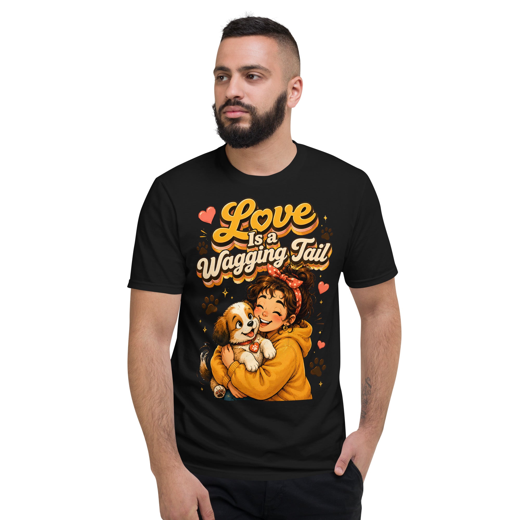 Elite Love Is a Wagging Tail - Premium Luxury Dog Lovers Short Sleeve T-Shirt by printfluence.net