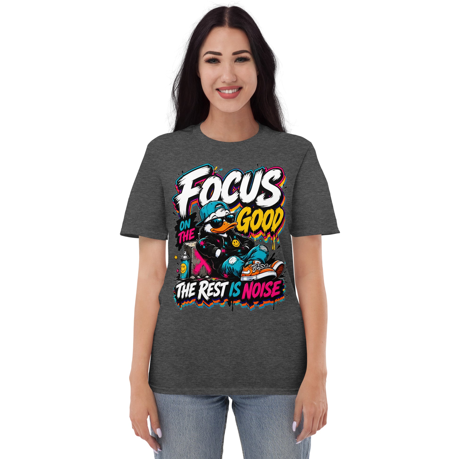 Short-Sleeve T-Shirt - Elite Streetwear Duck Focus On The Good - Premium Radical Graffiti Art Design by printfluence.net
