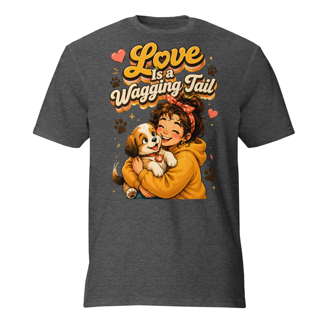 Elite Love Is a Wagging Tail - Premium Luxury Dog Lovers Short Sleeve T-Shirt by printfluence.net
